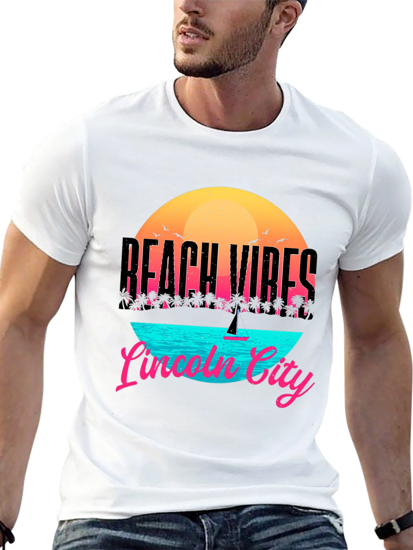 Beach Vibes Lincoln City T-Shirt - Black