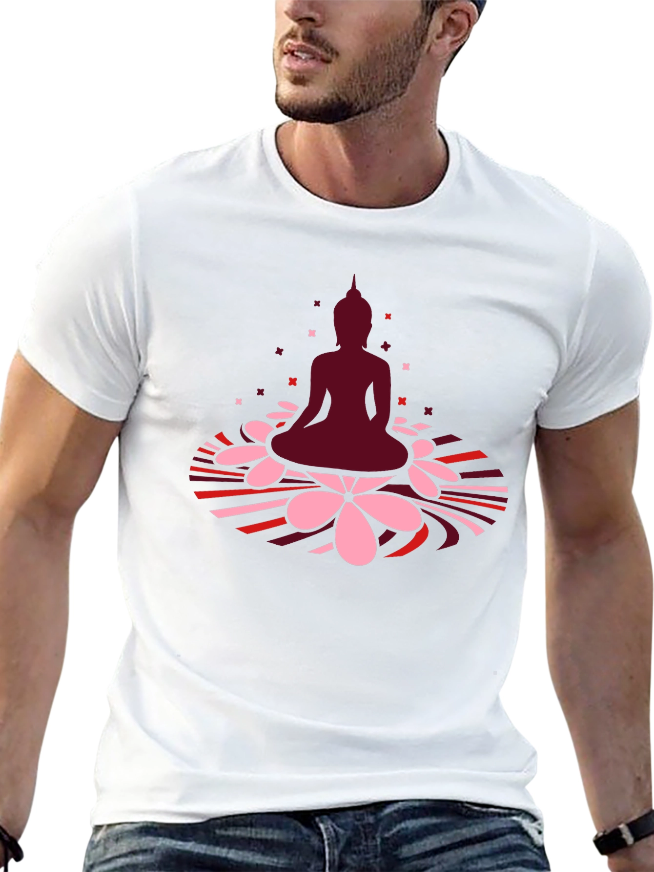 Buddha Lotus Graphic Tee - Black Cotton T-Shirt