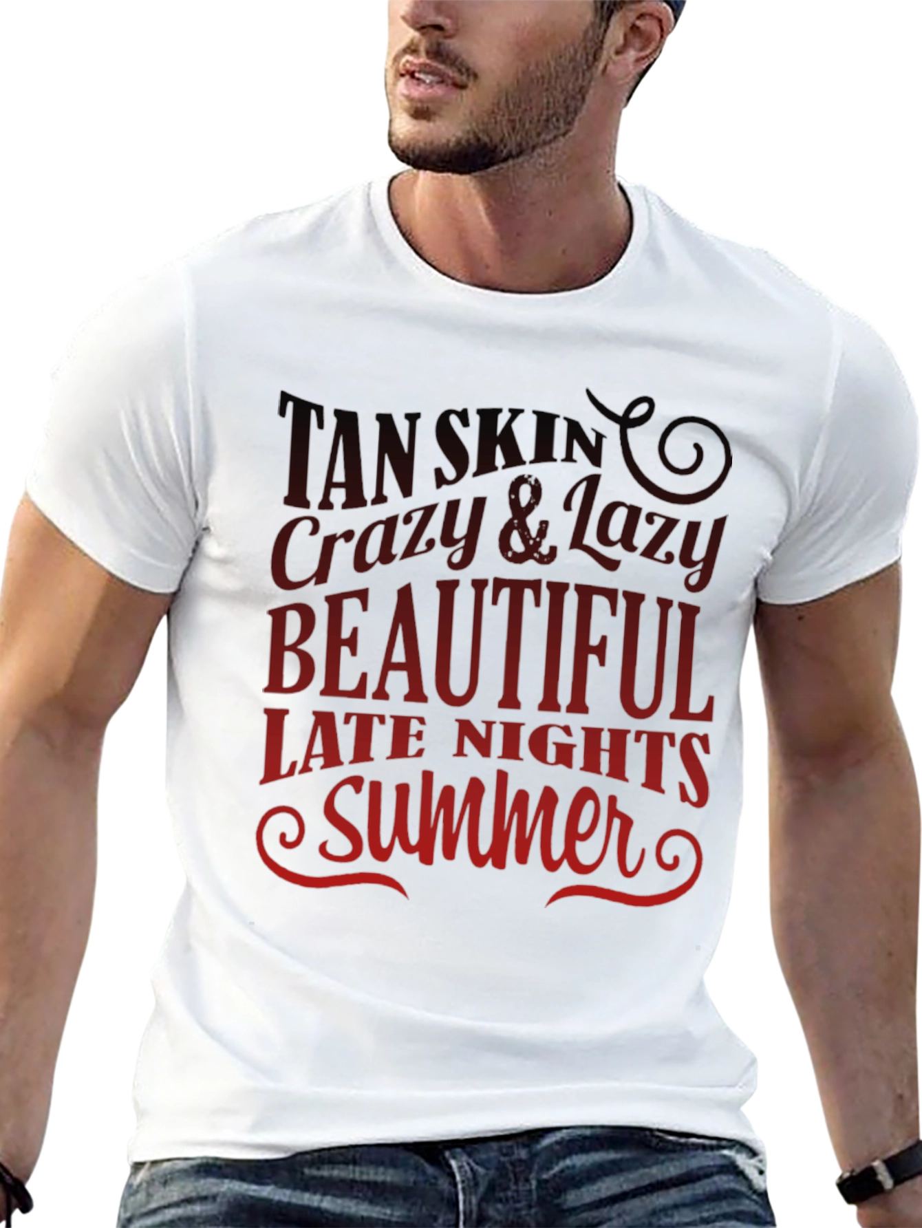 Tan Skin Summer Graphic Tee - Black Casual T-Shirt