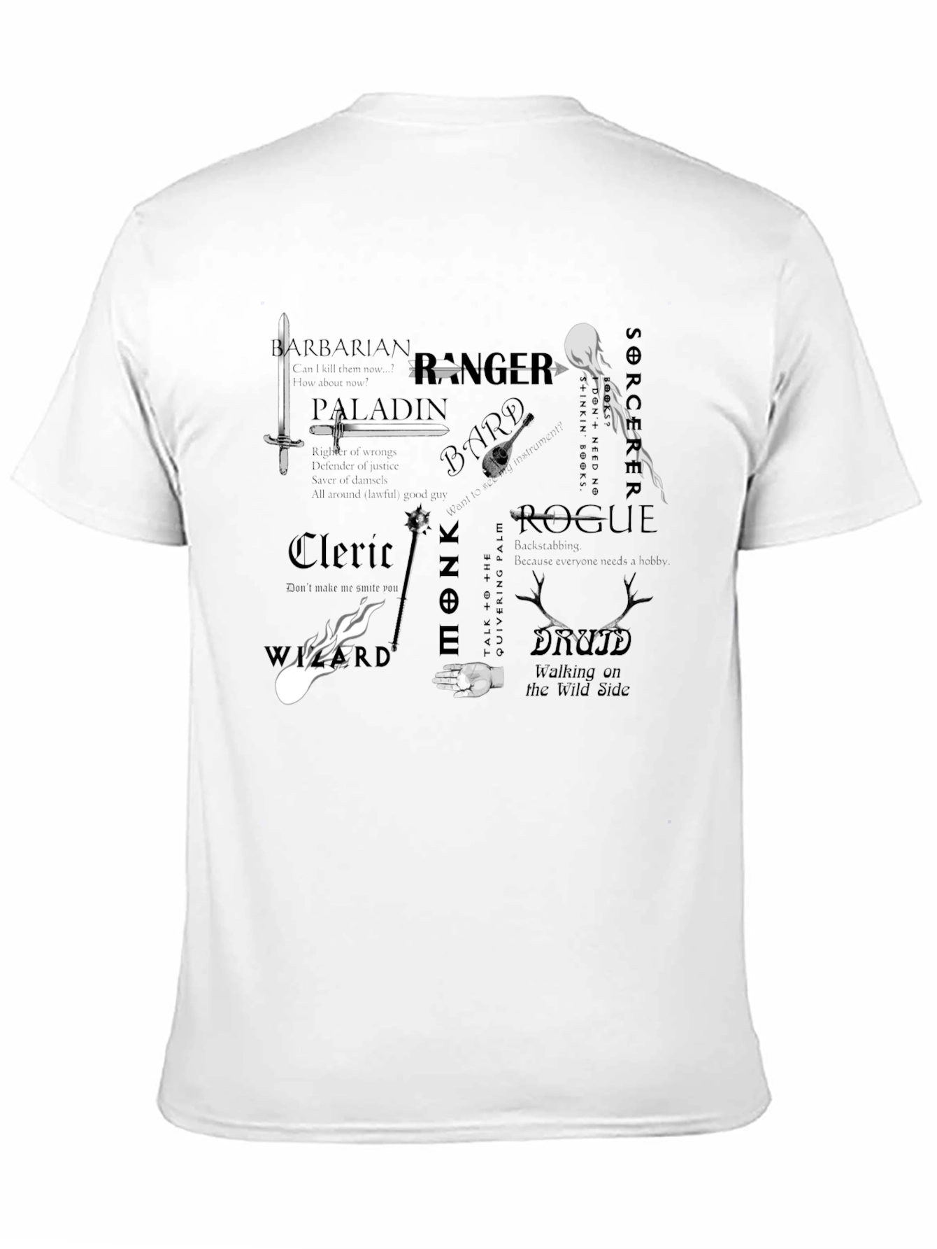 D&D Class T-Shirt: Barbarian Paladin Rogue & More