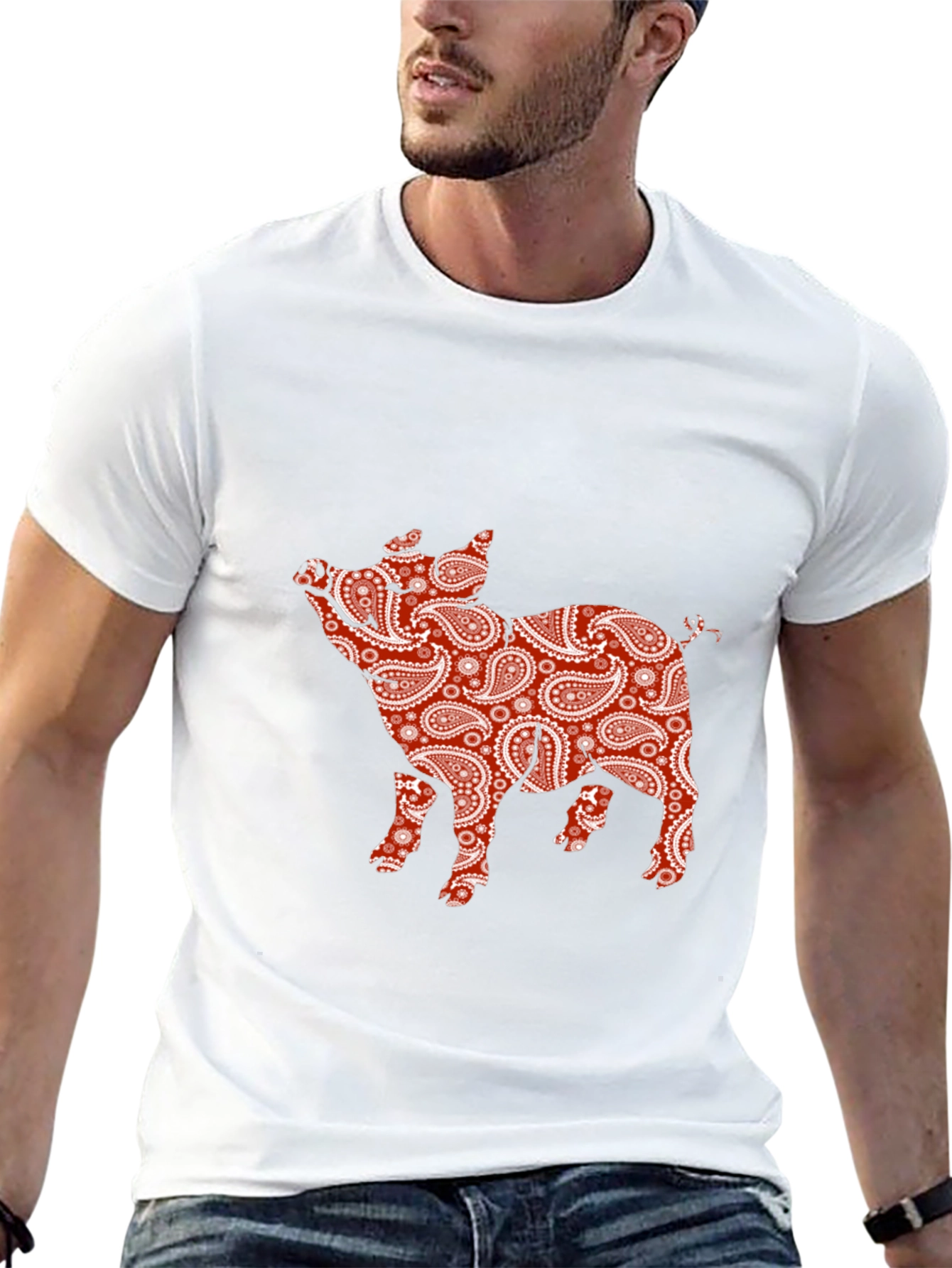 Paisley Pig Print T-Shirt