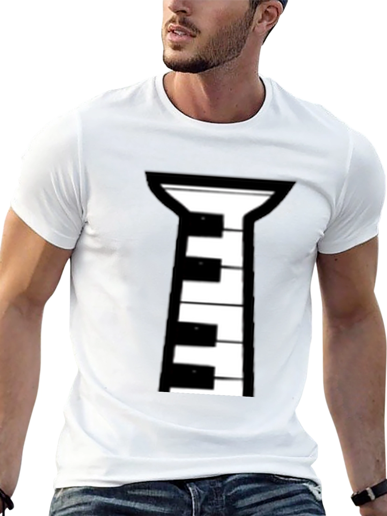 Piano Tie Black T-Shirt - Musical Style
