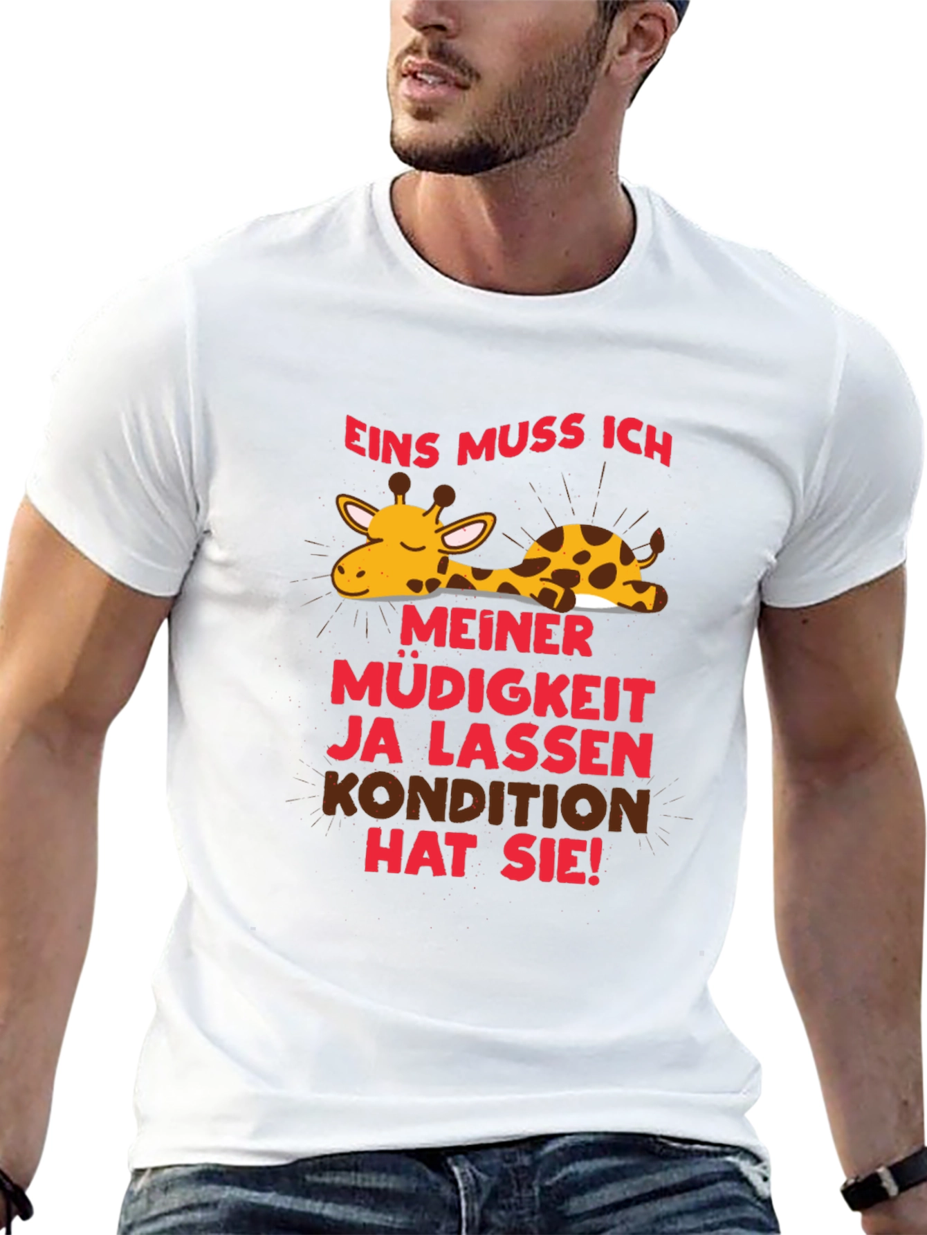 Lazy Giraffe Graphic Tee - German Slogan T-Shirt