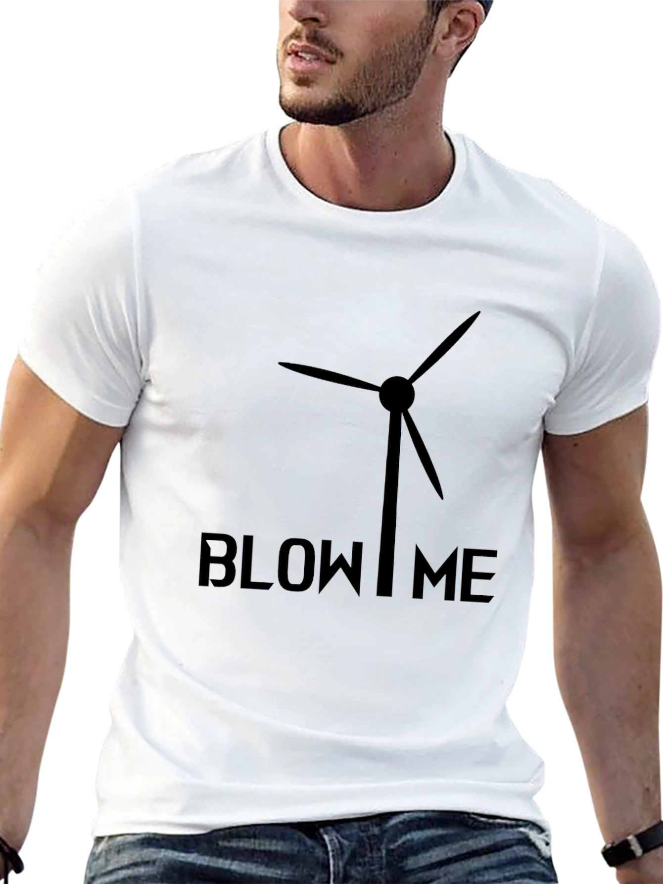 Black Blow Me Wind Turbine Graphic Tee