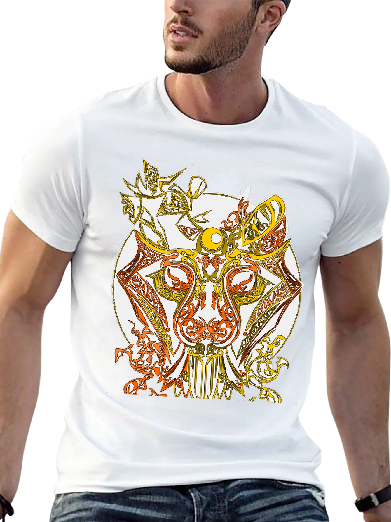 Abstract Animal Graphic T-Shirt - Black