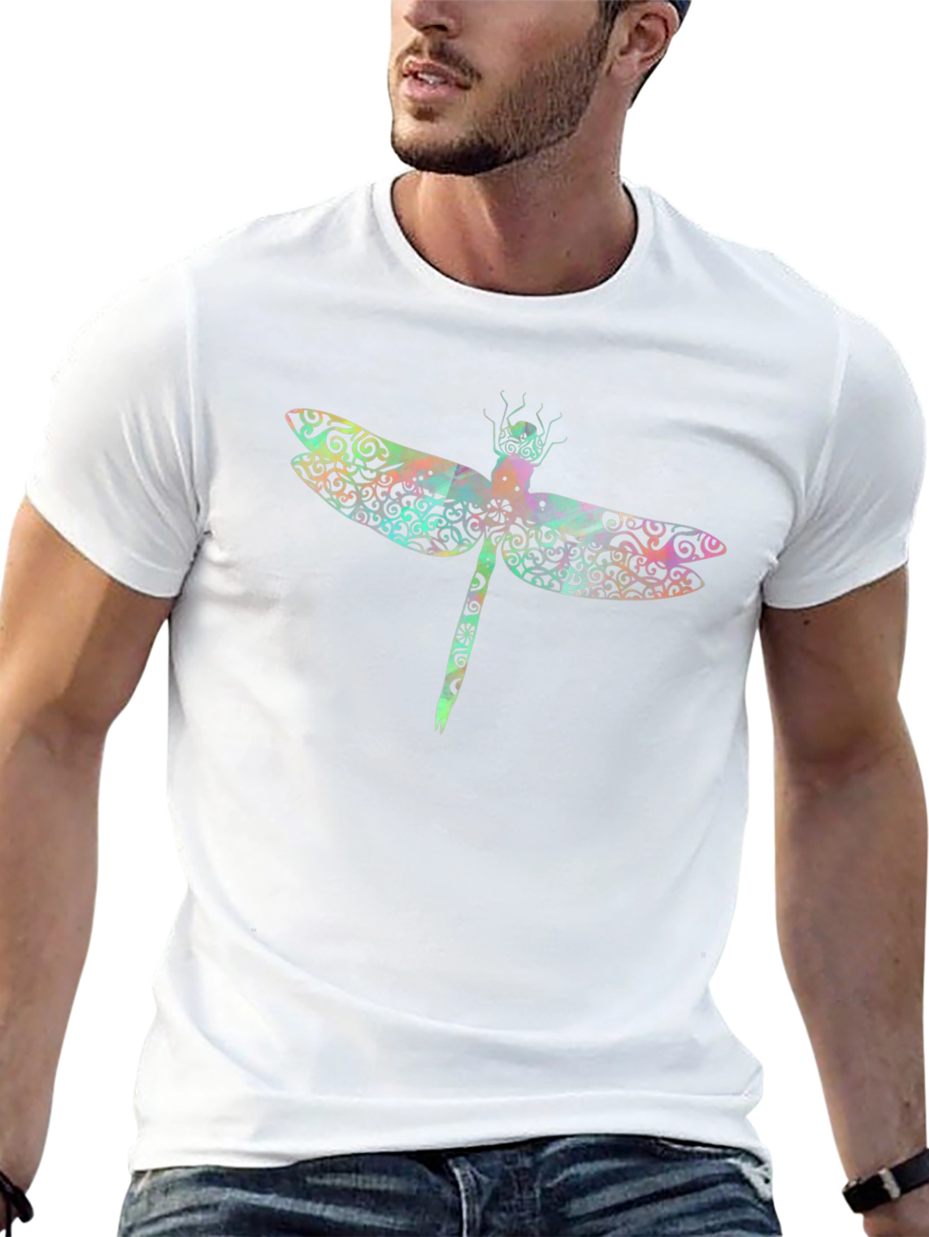 Dragonfly Graphic Print Black T-Shirt