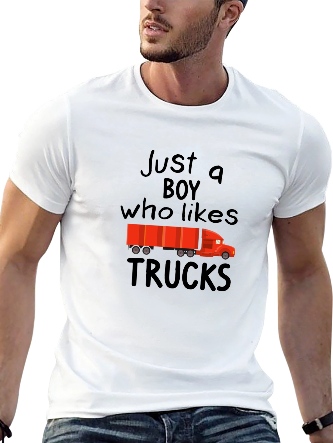 Just a Boy Who Likes Trucks Black T-Shirt