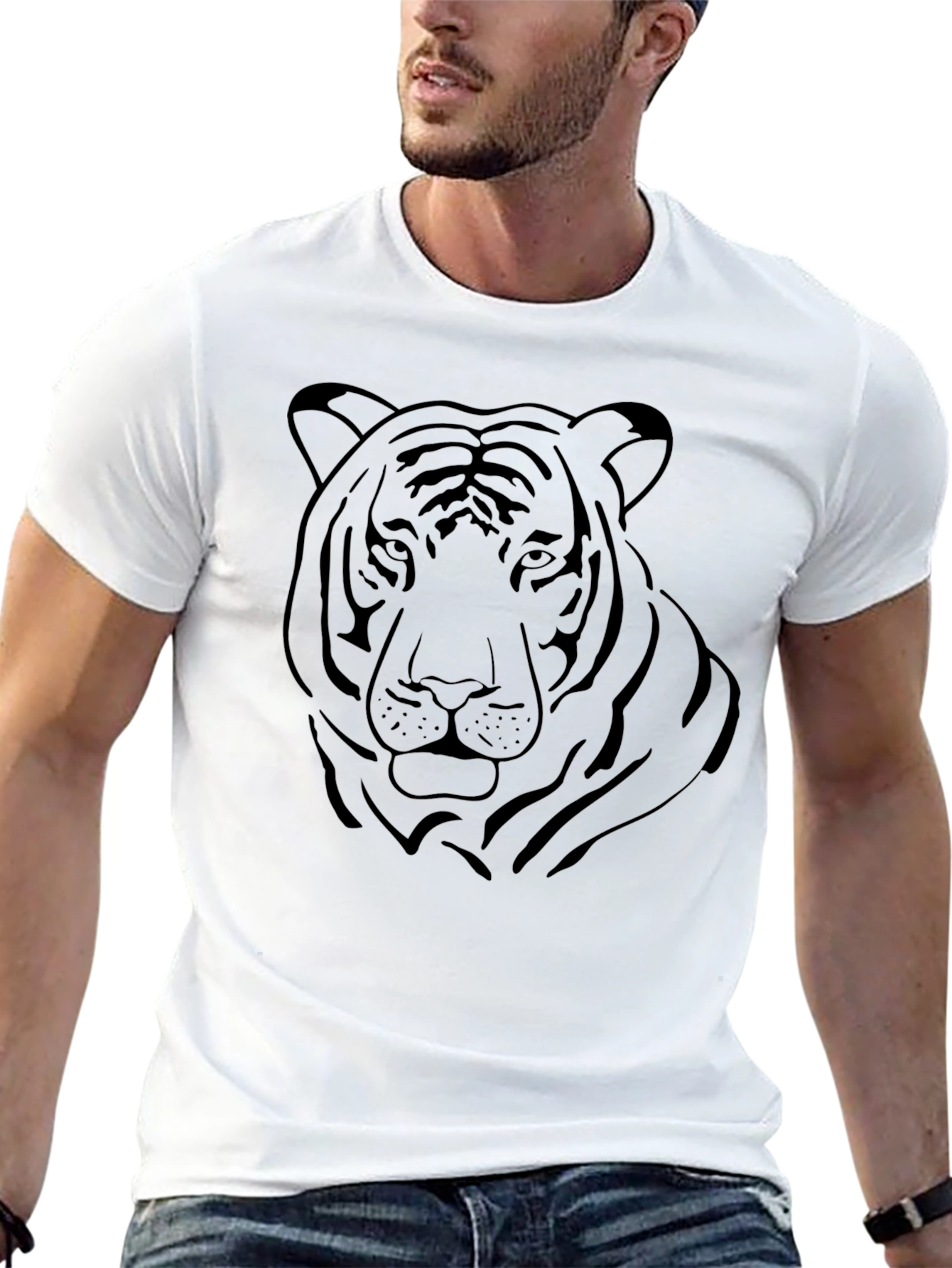 Mens Black Tiger Graphic T-Shirt