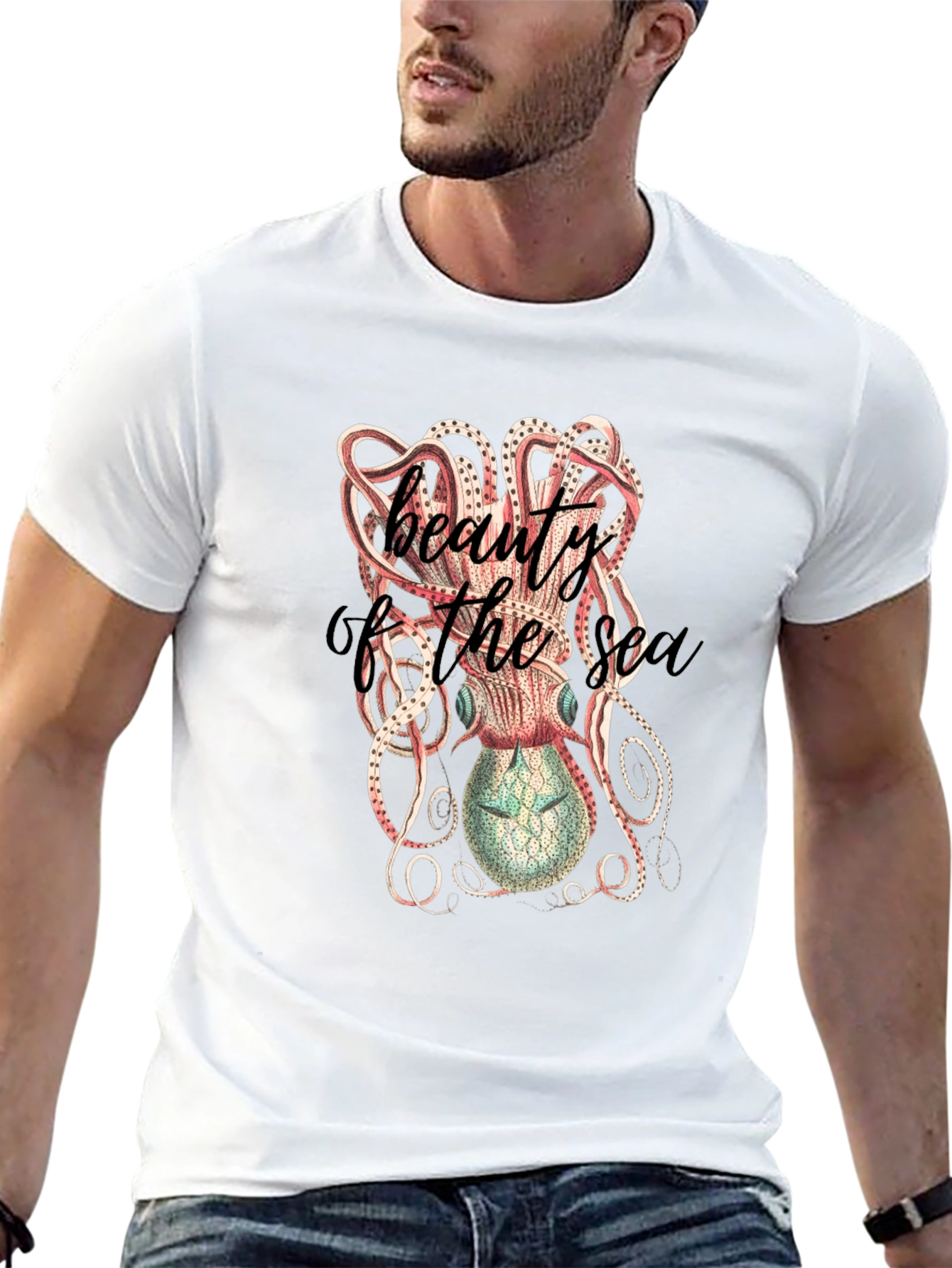 Beauty of the Sea Octopus Graphic Tee - Black