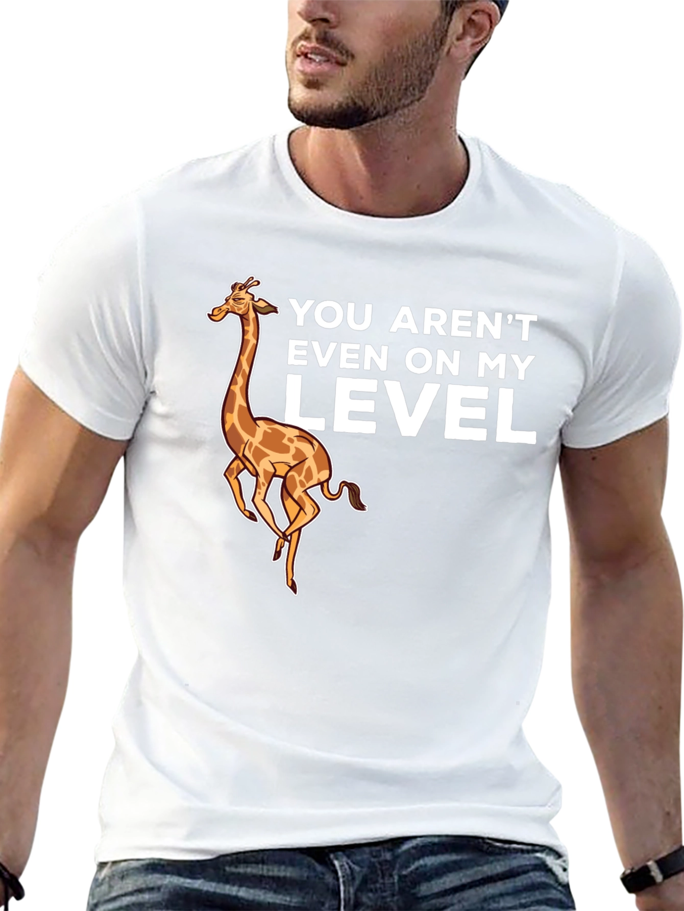Giraffe Level Black T-Shirt Funny Design