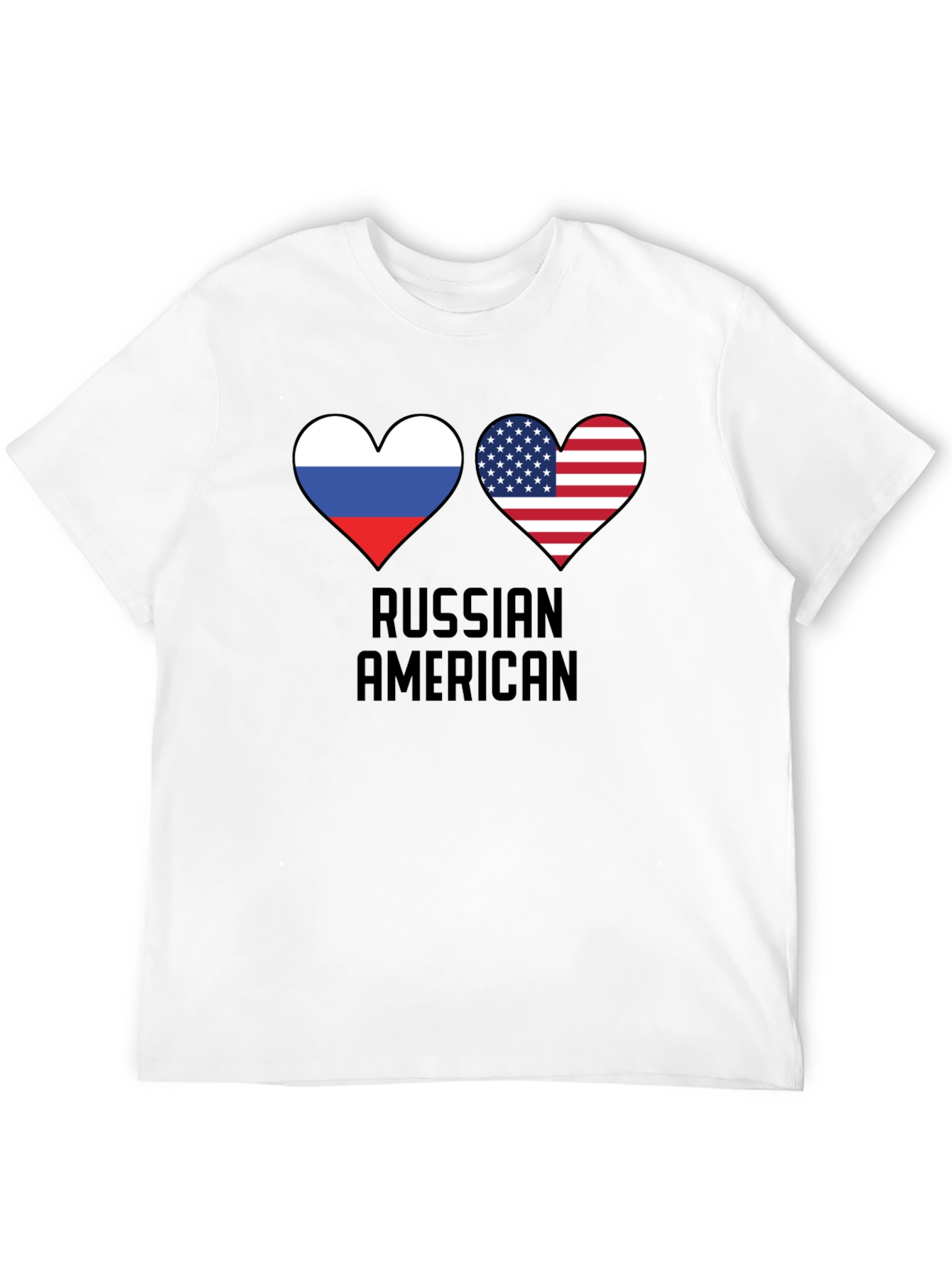 Russian American Flag Heart T-Shirt