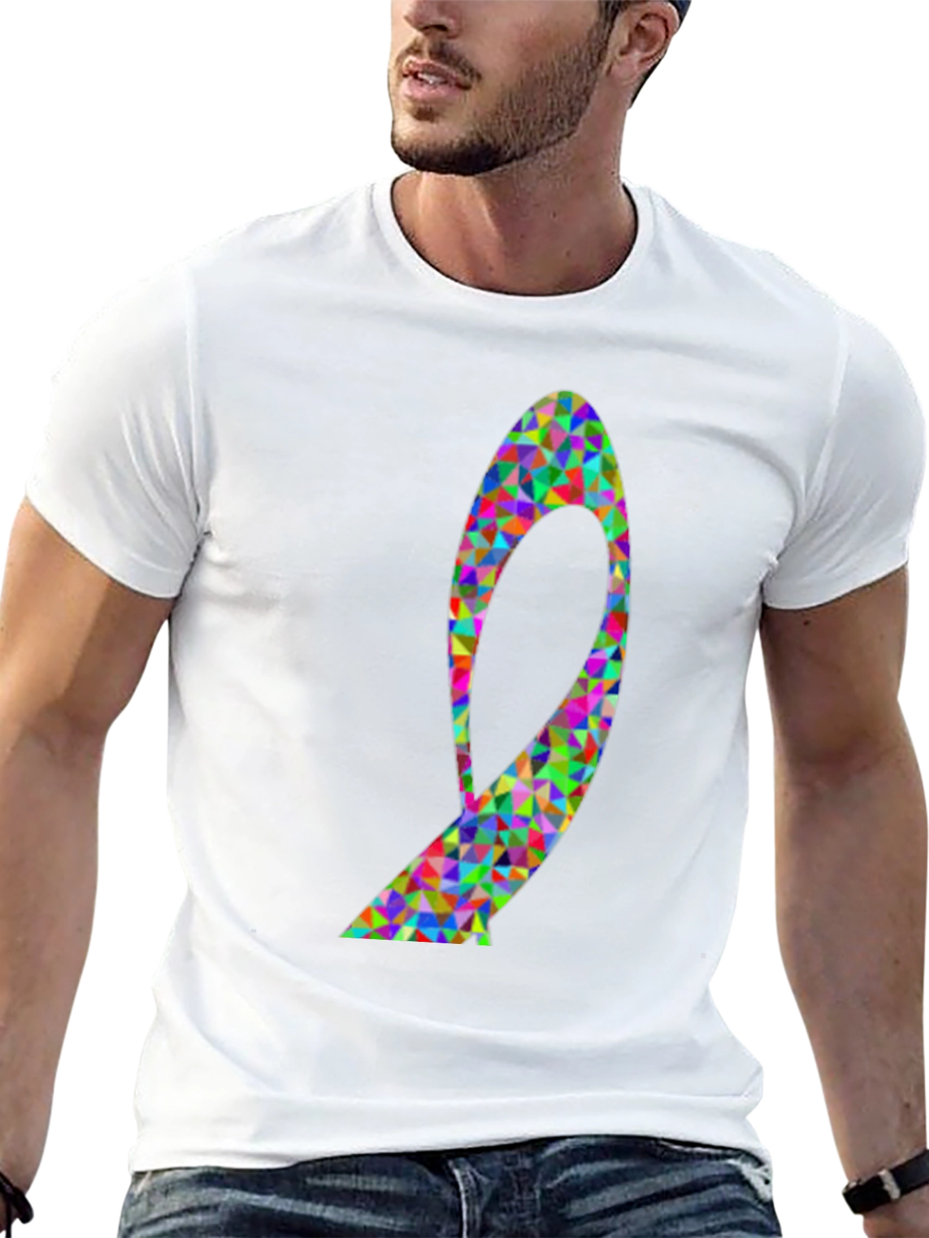 Geometric Ribbon Graphic Tee - Black