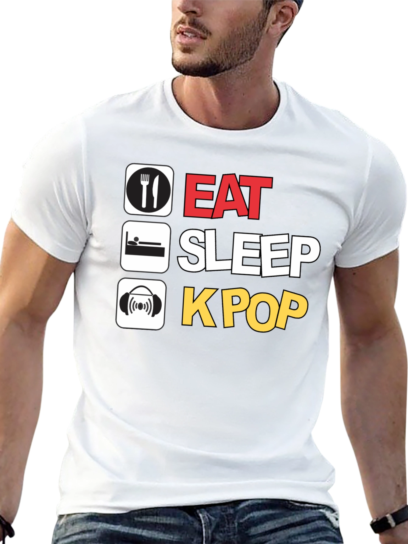 Eat Sleep K-Pop Black T-Shirt