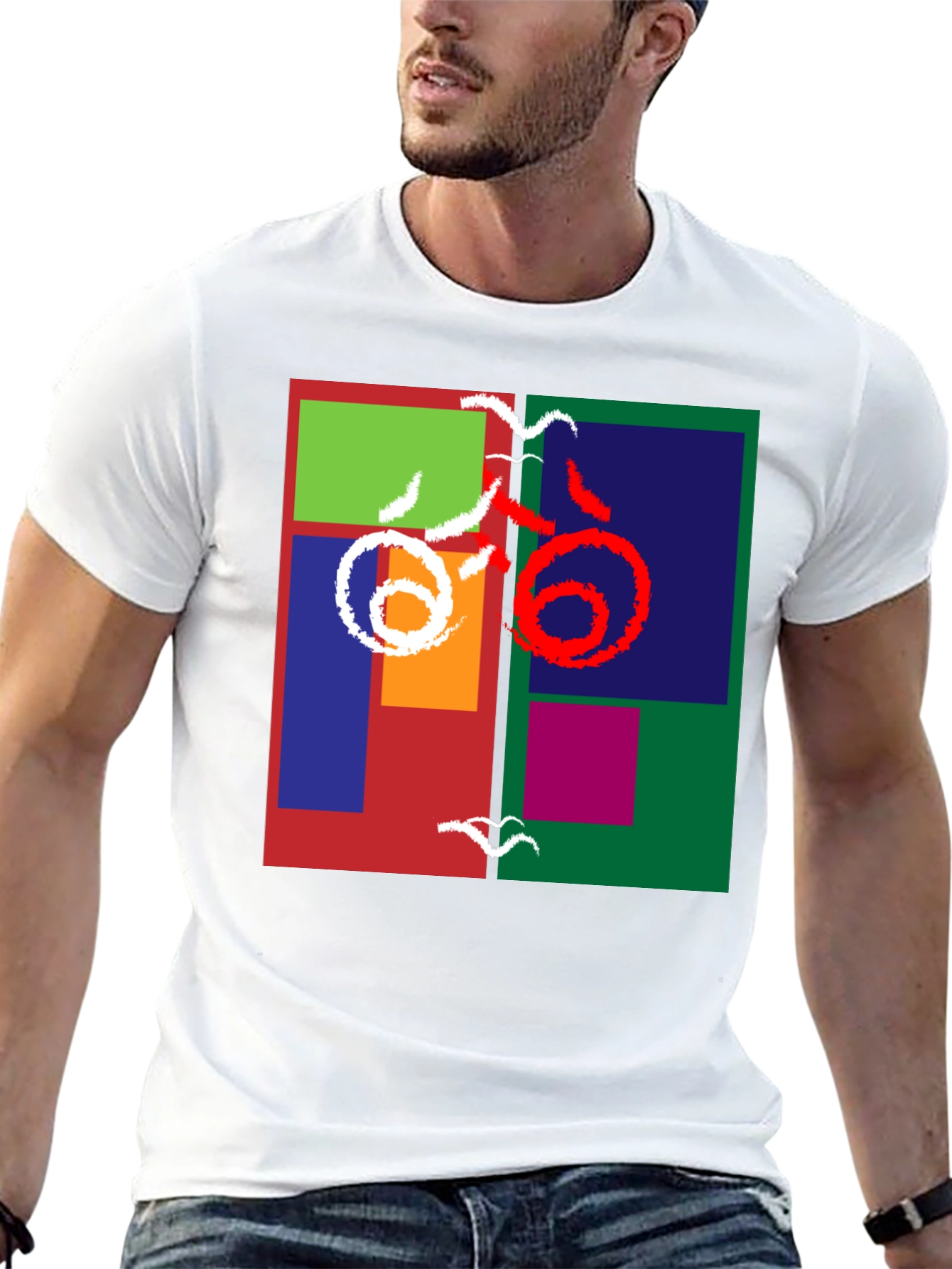 Abstract Block Print Tee - Modern Art Shirt