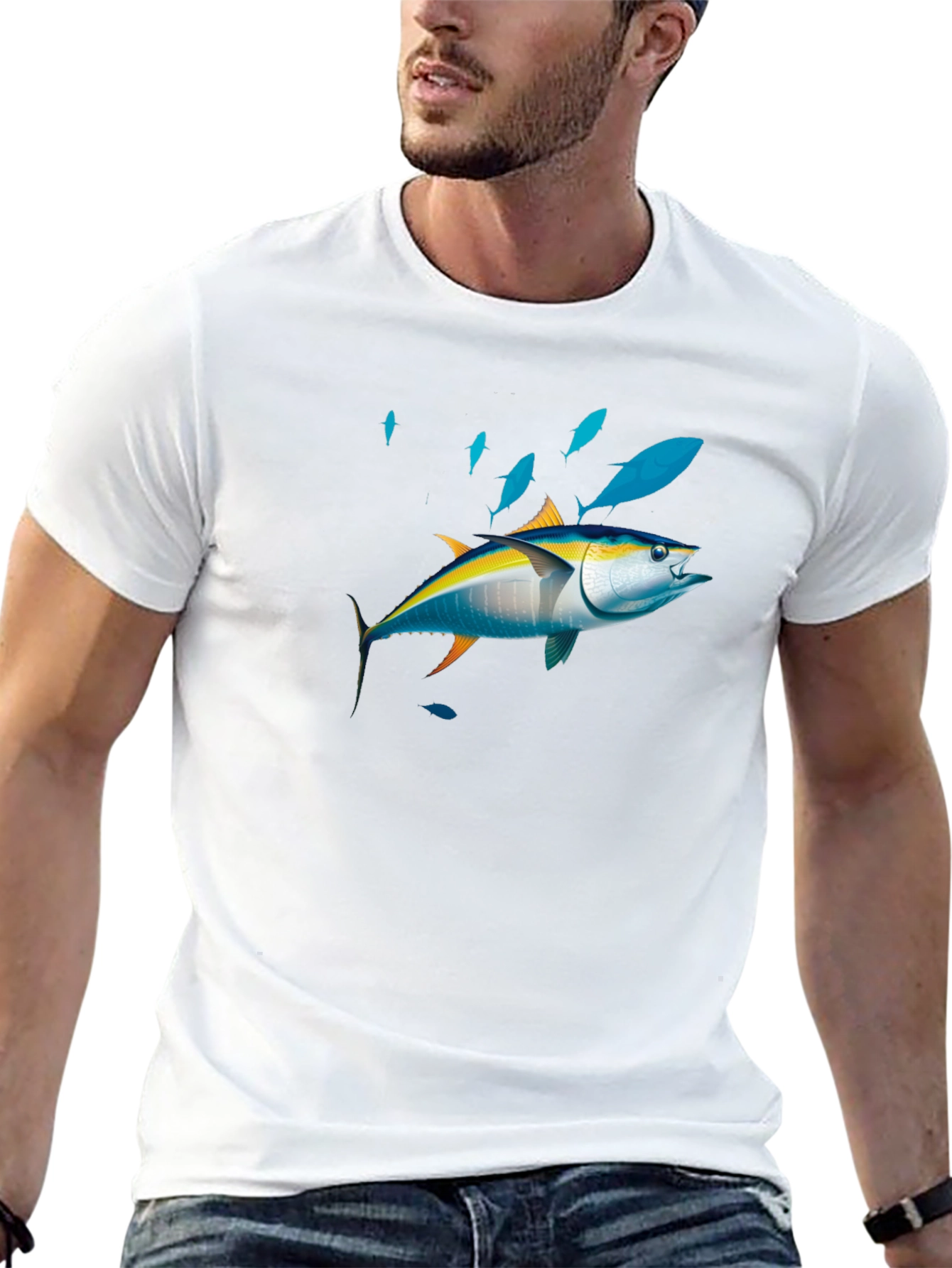 Tuna Fish Graphic Print Black Tee