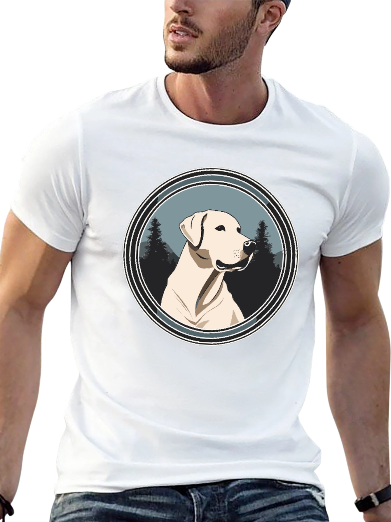 Dog Graphic Tee - Black Cotton T-Shirt