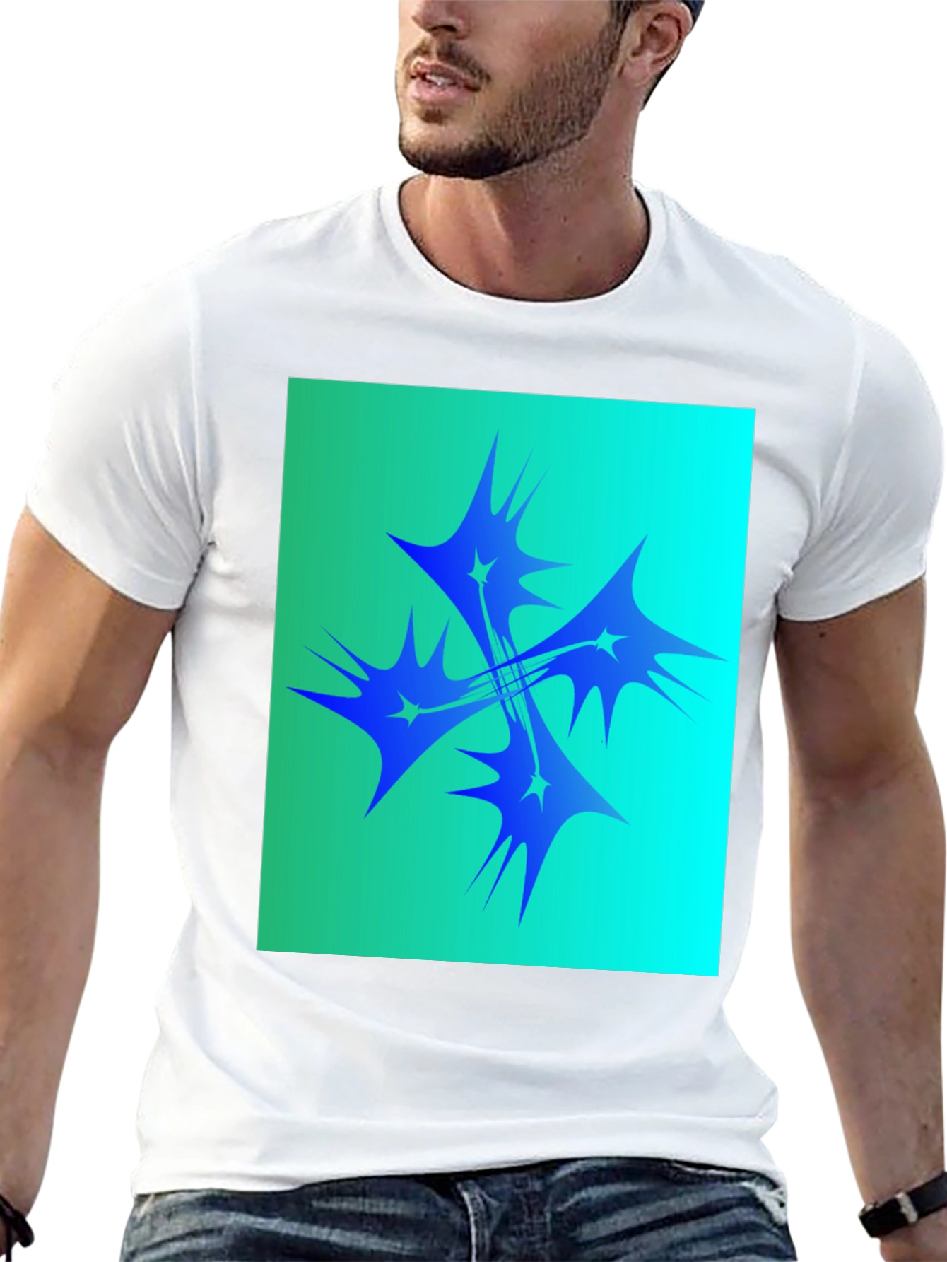 Abstract Starburst Graphic Tee - Black