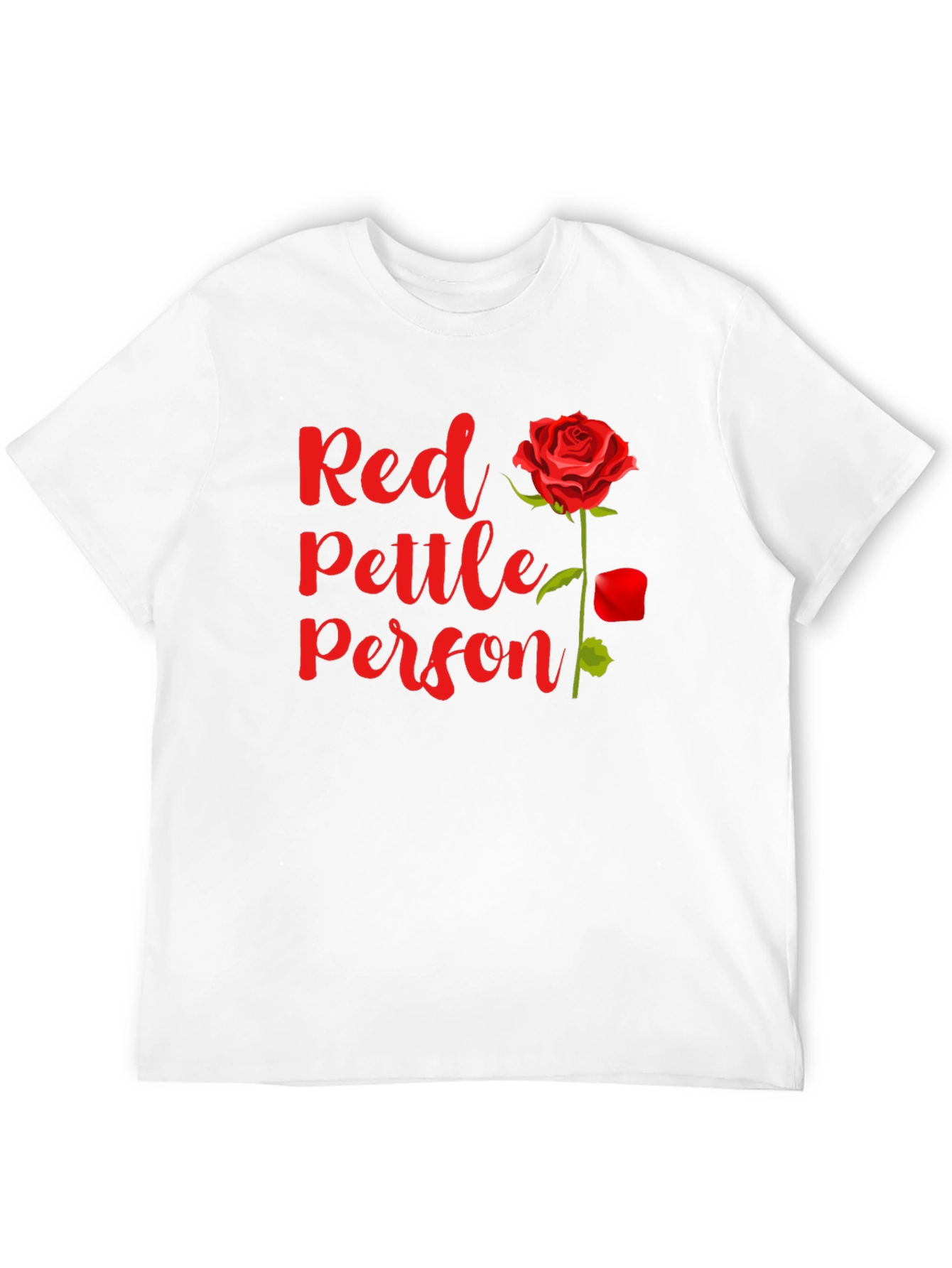 Red Pettle Person T-Shirt Rose Graphic Tee