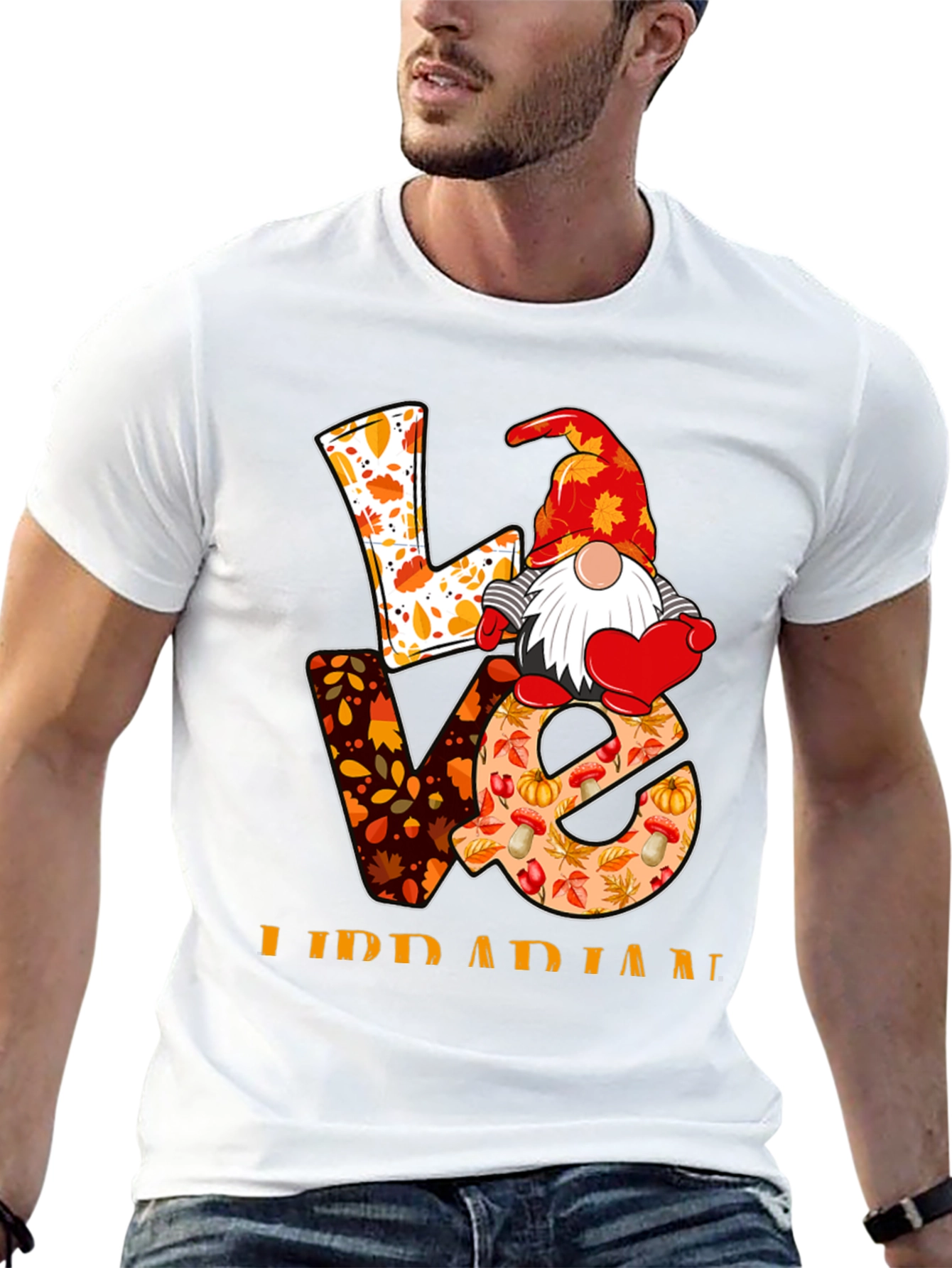 Love Librarian Gnome Autumn T-Shirt