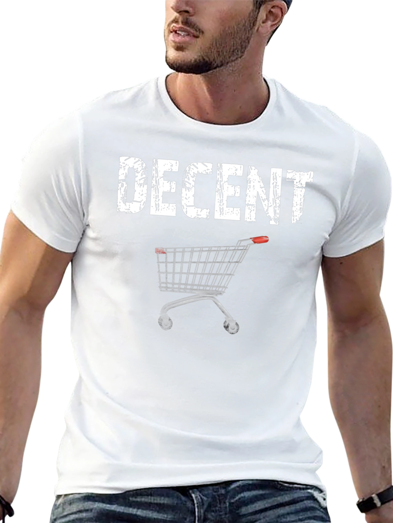 Decent Shopping Cart Graphic Black T-Shirt