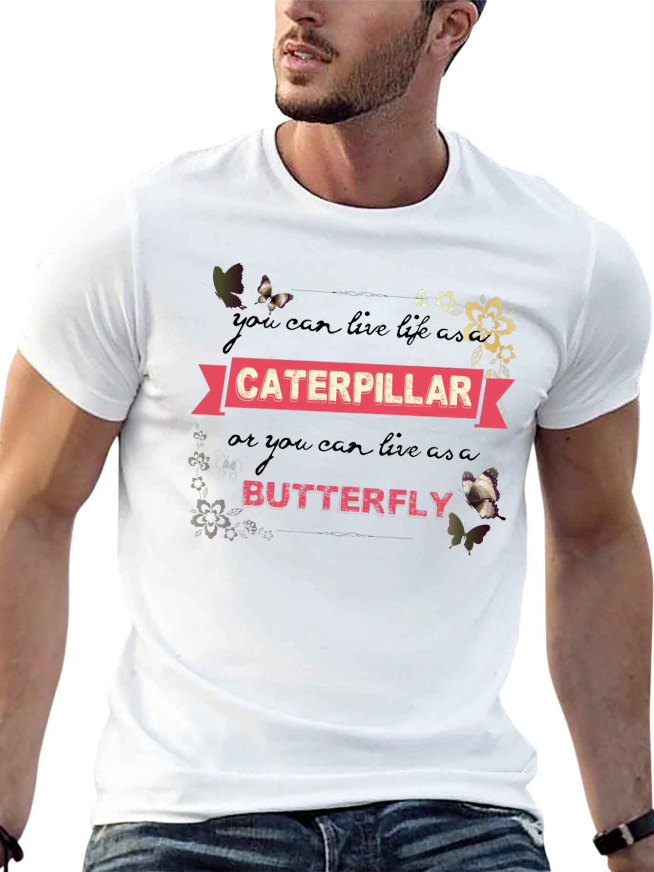 Caterpillar Butterfly Graphic T-Shirt