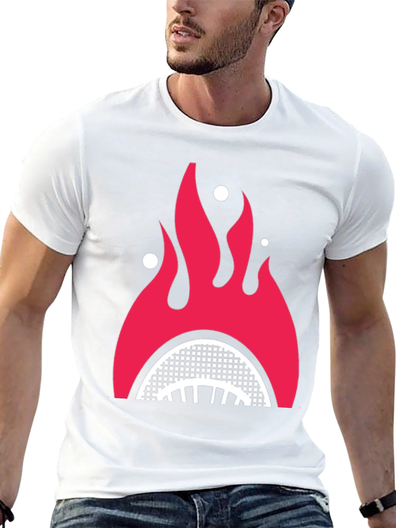 Fiery Shark Mouth Graphic Tee - Bold Style