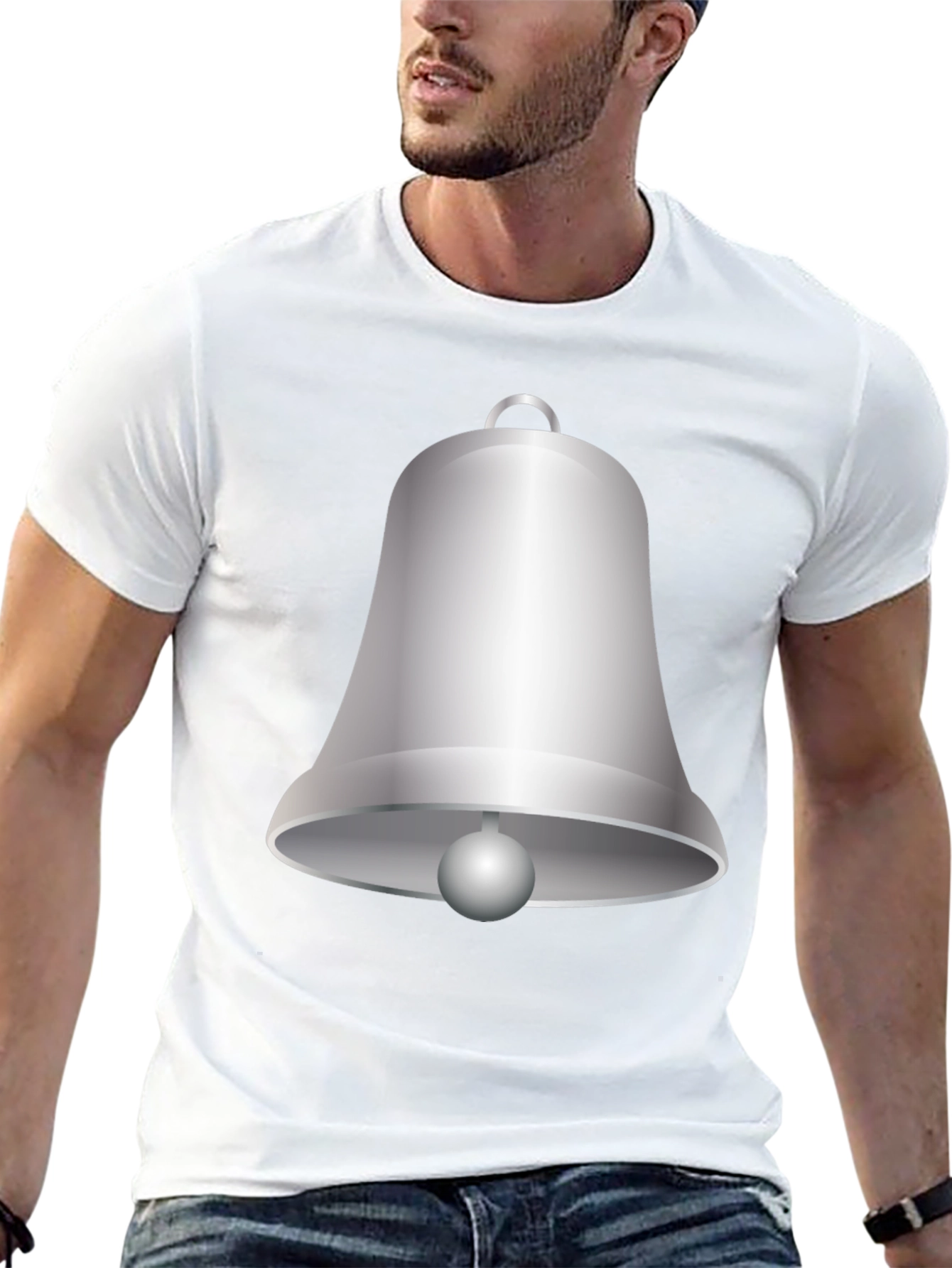 Novelty Bell Graphic T-Shirt - Casual Black Tee