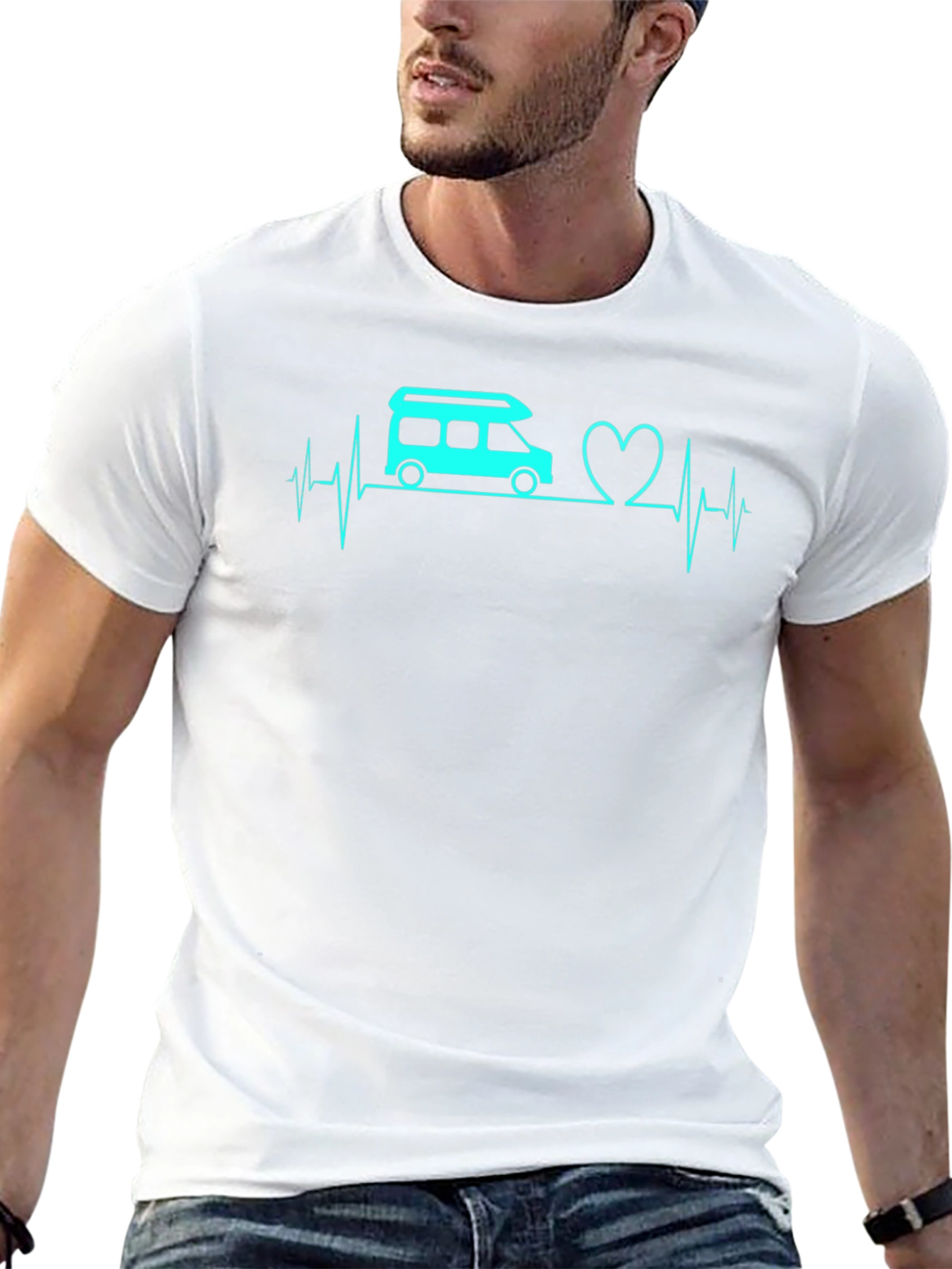 Camper Heartbeat Graphic Tee - Black