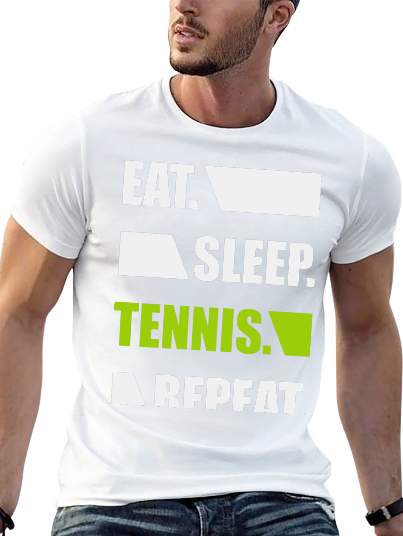 Eat Sleep Tennis Repeat Black Graphic T-Shirt