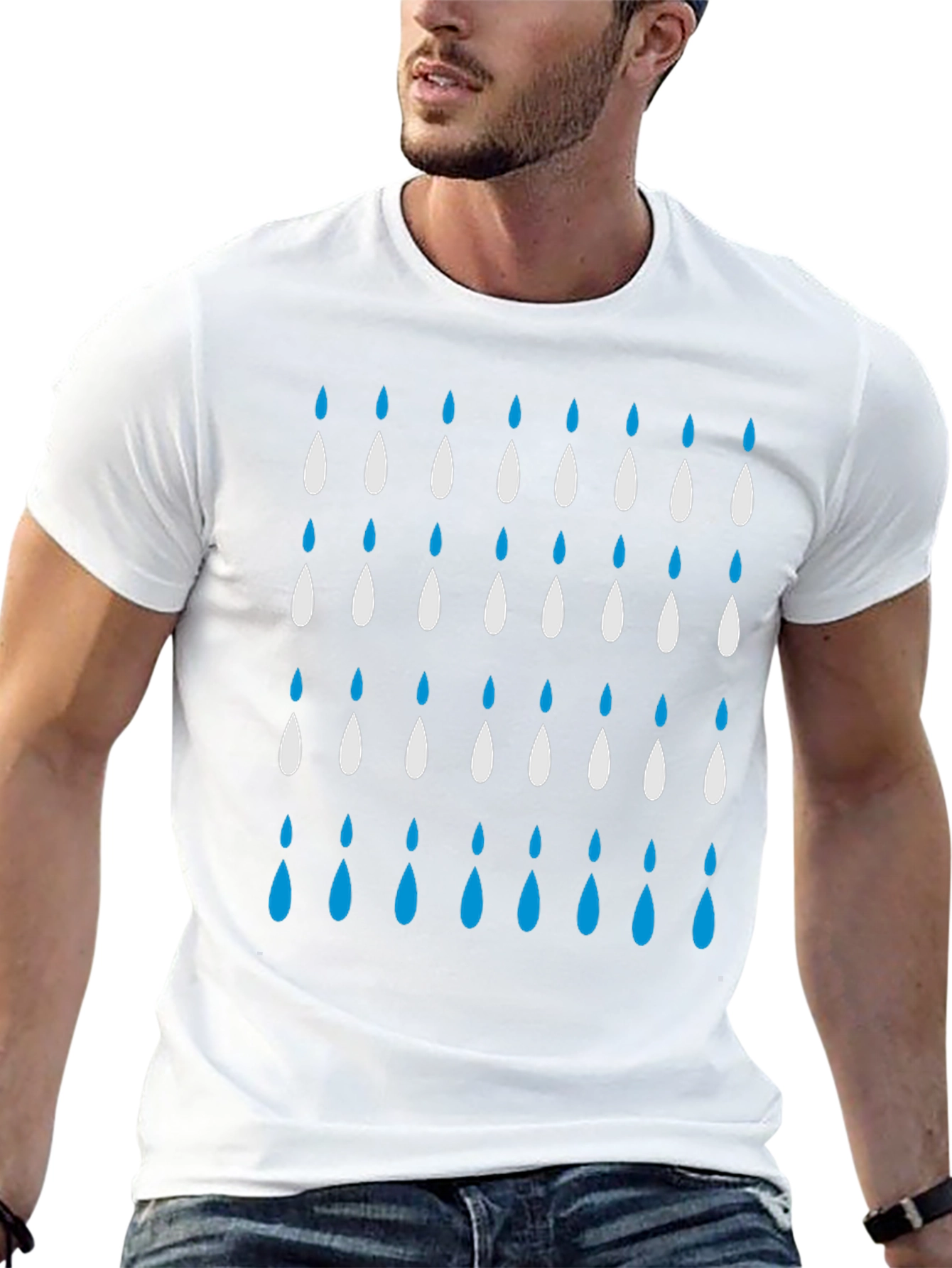 Raindrop Pattern Black T-Shirt