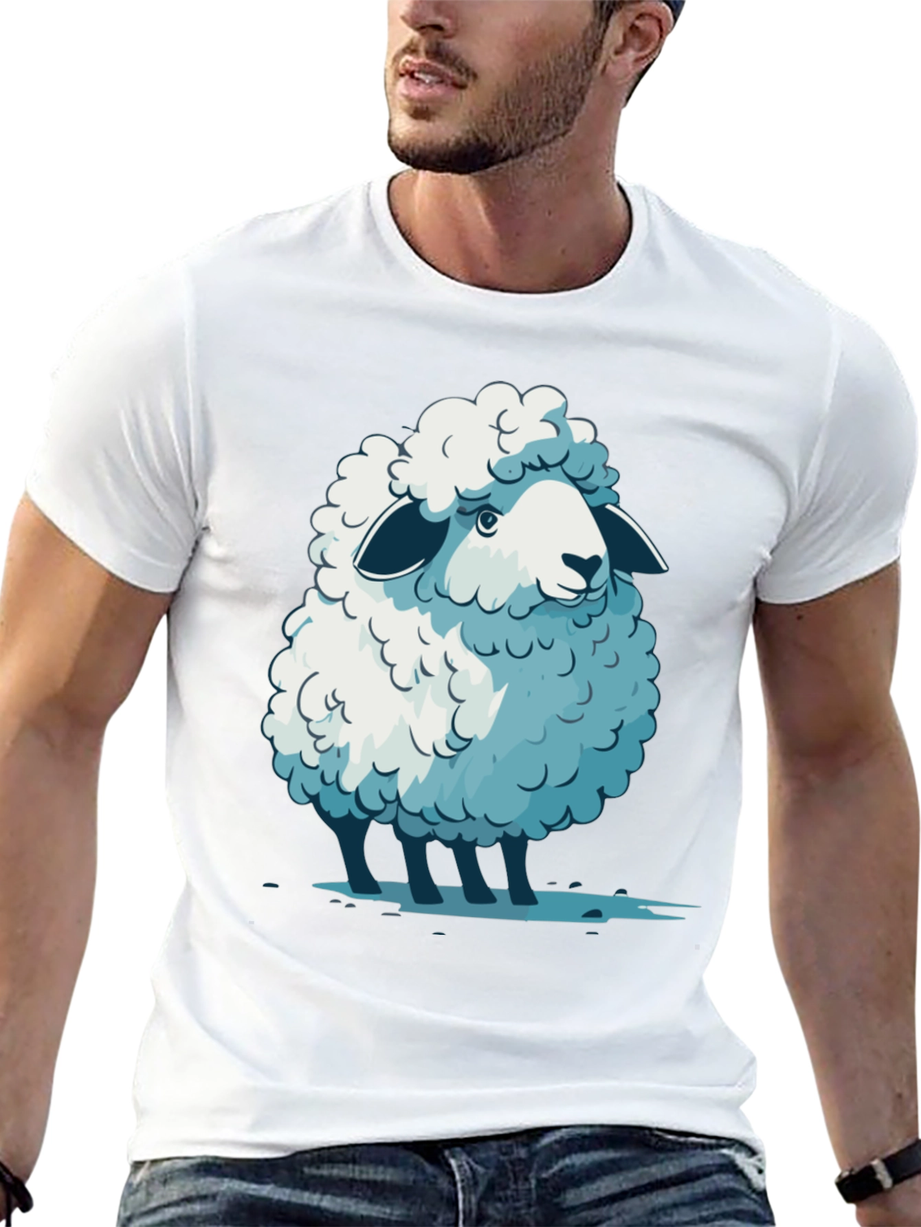 Cute Sheep Graphic Tee - Soft Cotton Blend T-Shirt