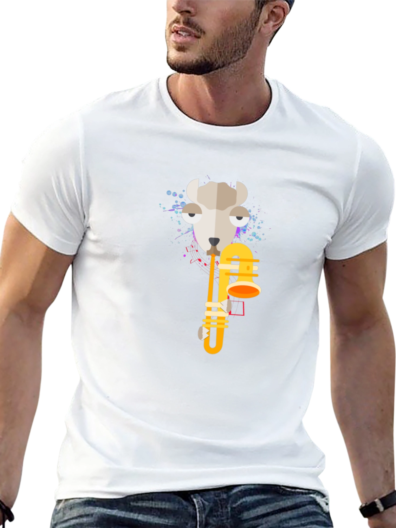 Goat Trombone T-Shirt - Cool Animal Music Tee
