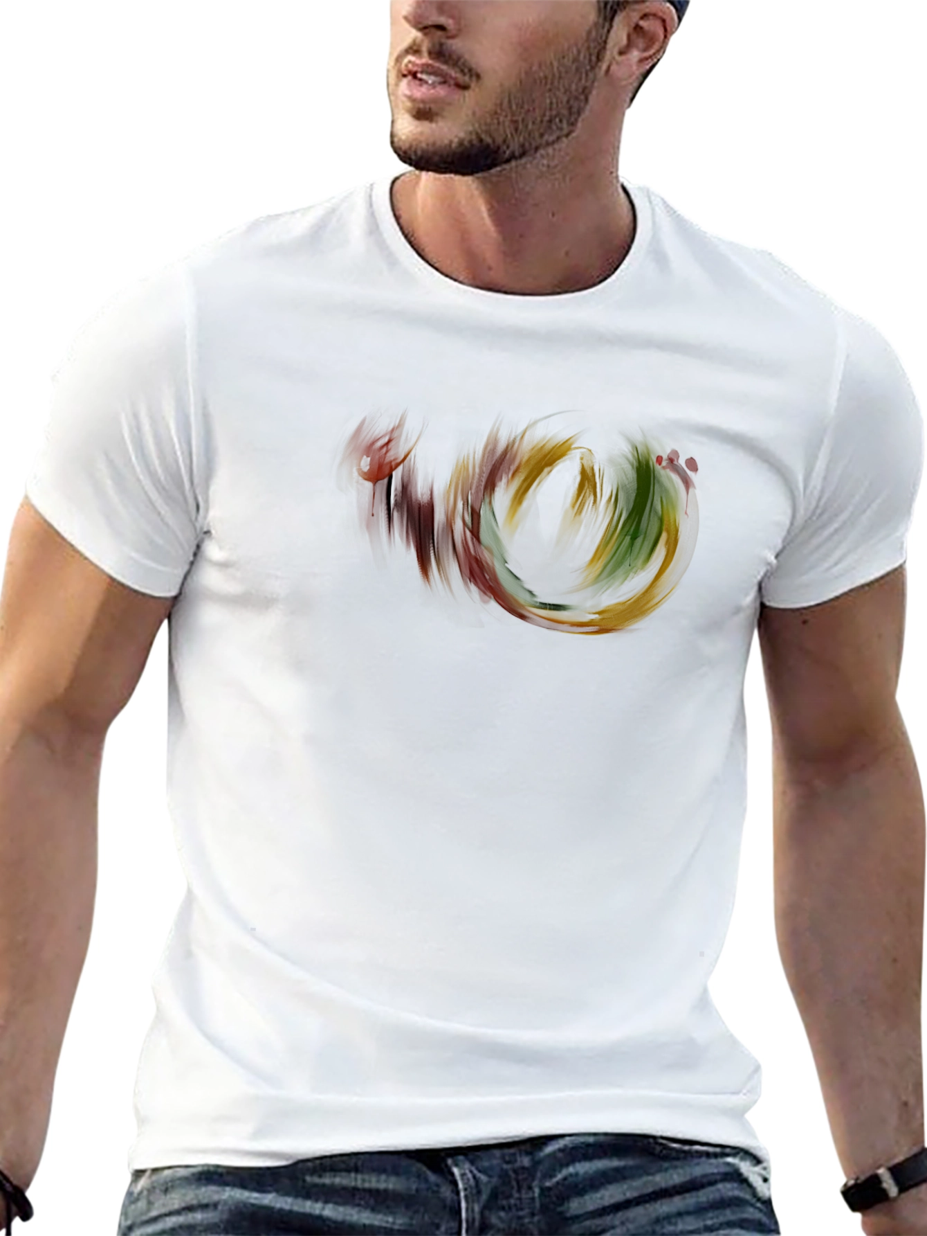 Abstract Swirl Graphic Black T-Shirt