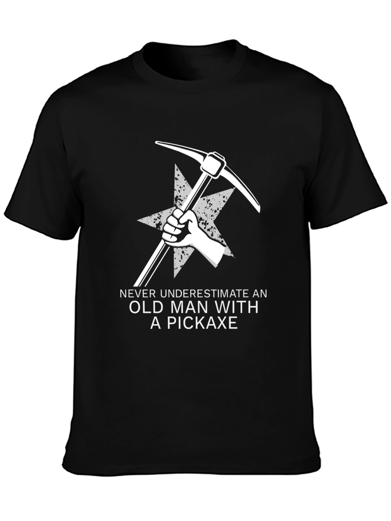 Old Man Pickaxe Graphic Tee - Black Cotton T-Shirt