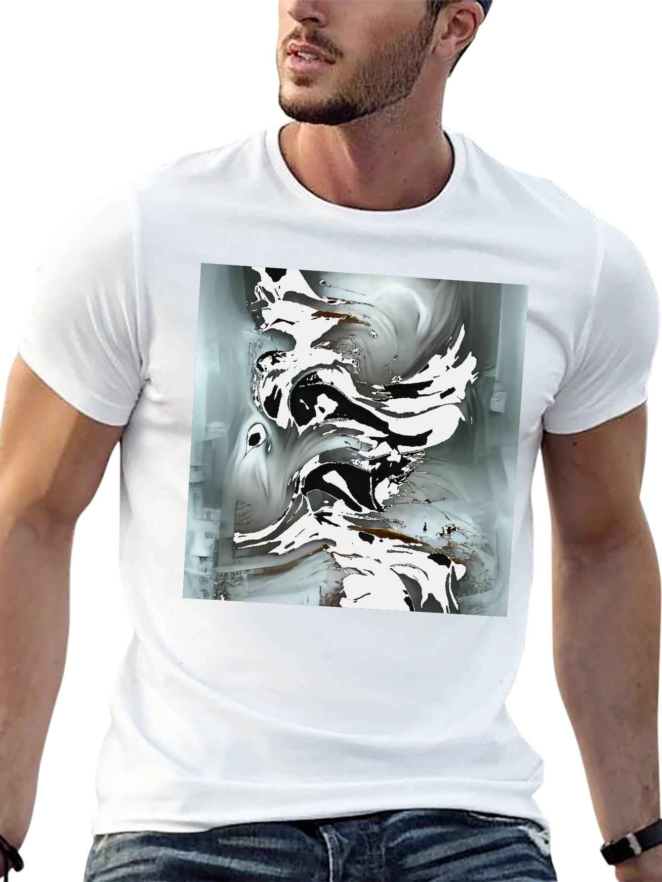Abstract Art Graphic Tee - Modern Black T-Shirt