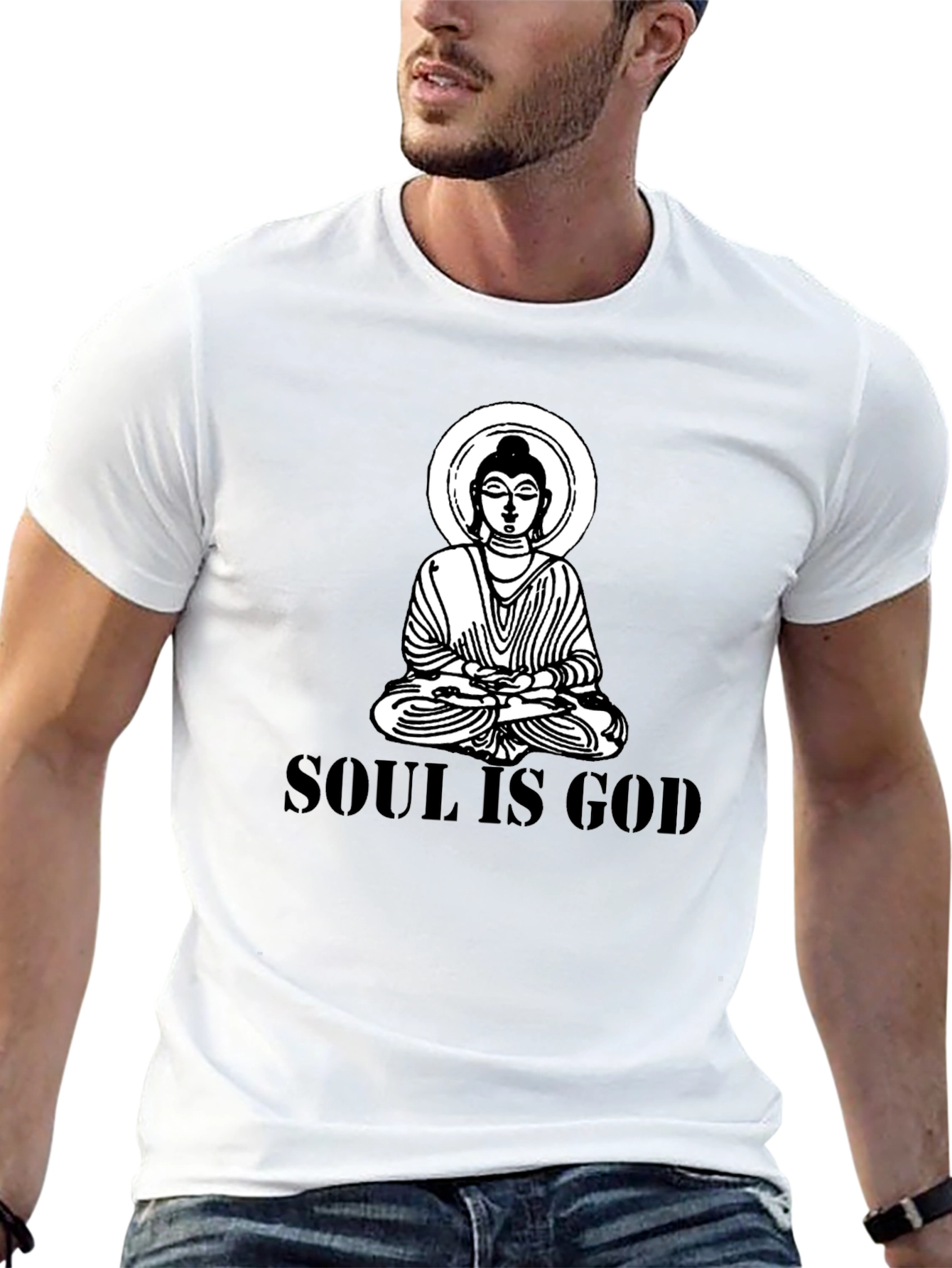 Soul is God Buddha Graphic Black T-Shirt