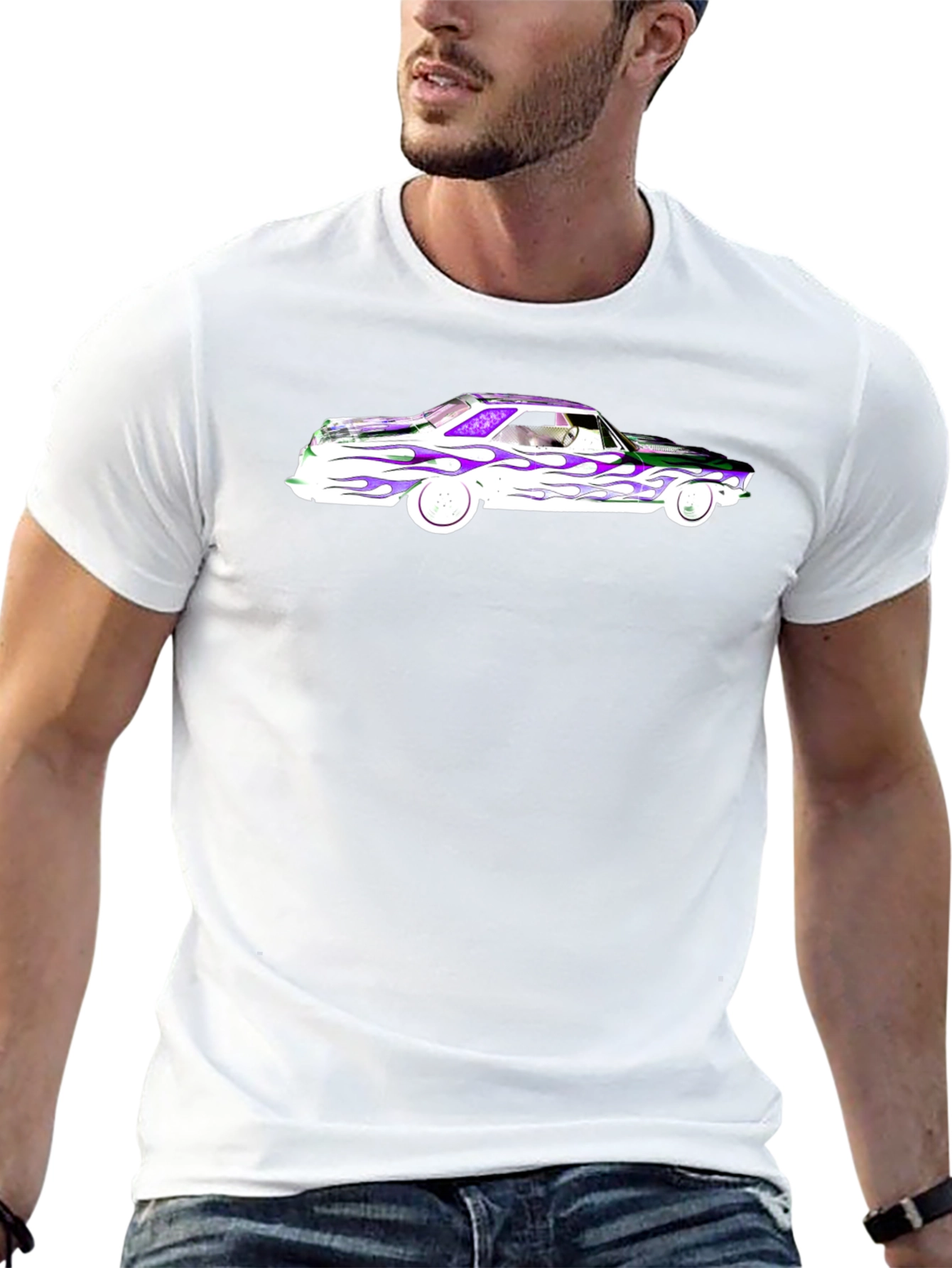 Flamed Car Graphic T-Shirt - Cool Black Tee
