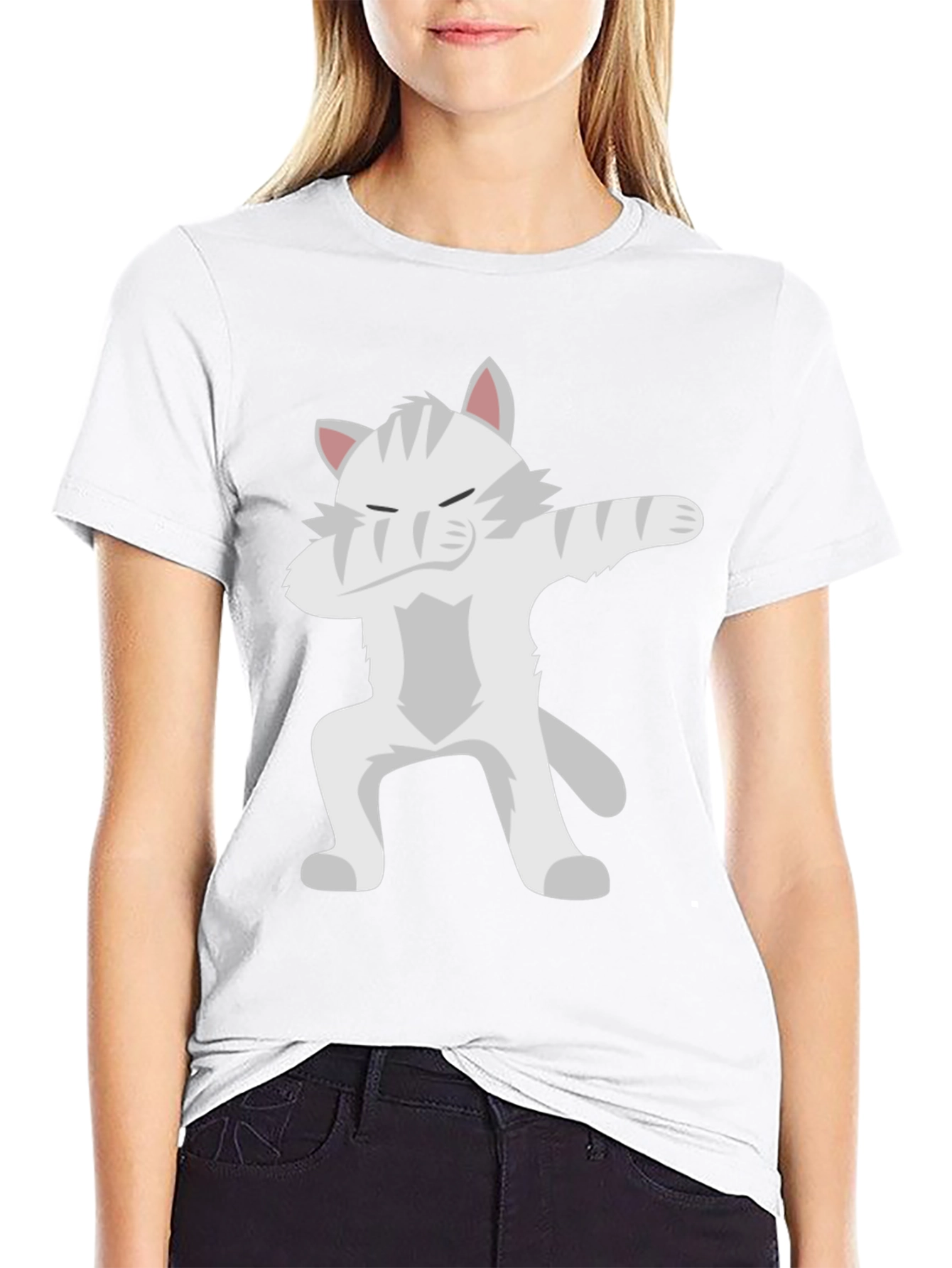 Dabbing Cat Graphic Tee - Black