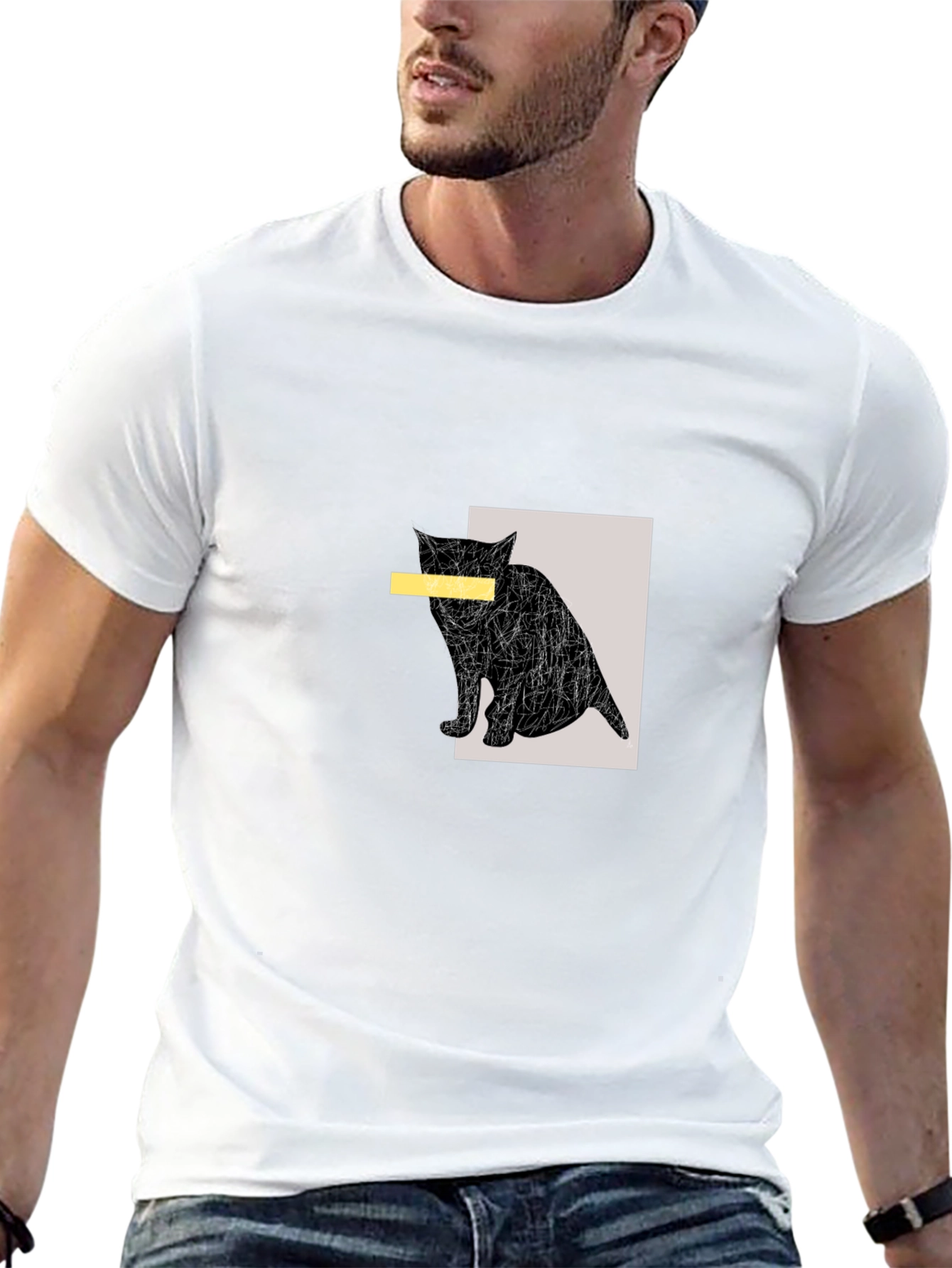 Abstract Cat Graphic Tee - Unisex Casual T-Shirt