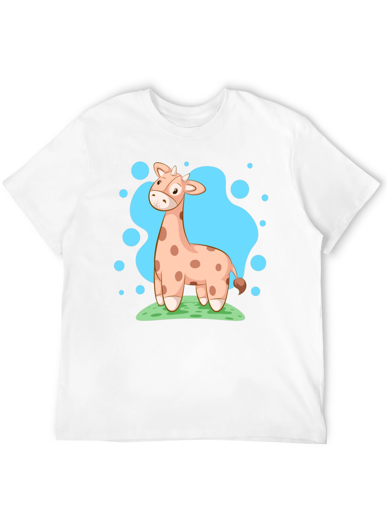 Giraffe Cartoon Graphic Tee - Black Cotton Shirt