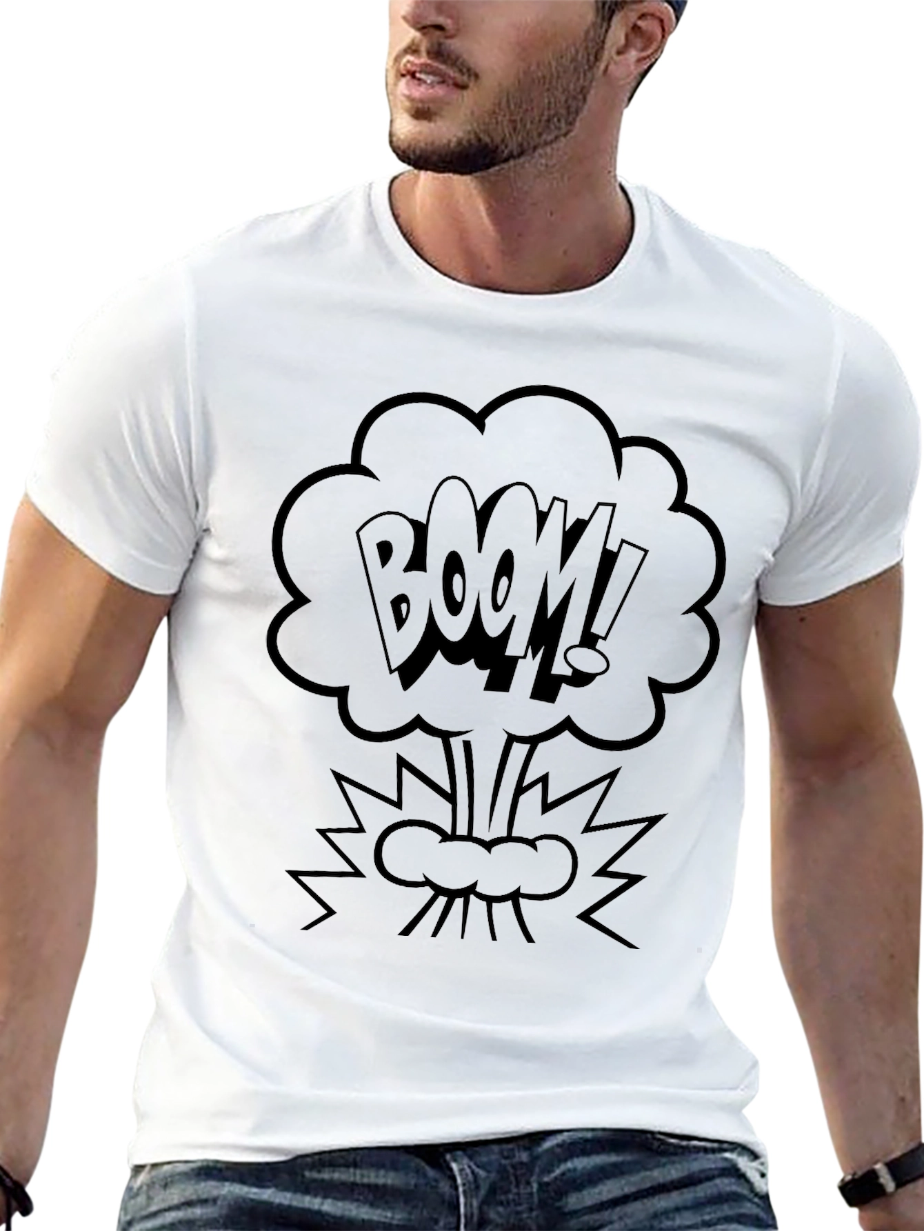 Boom! Black Graphic Tee - Comic Style Explosion Shirt