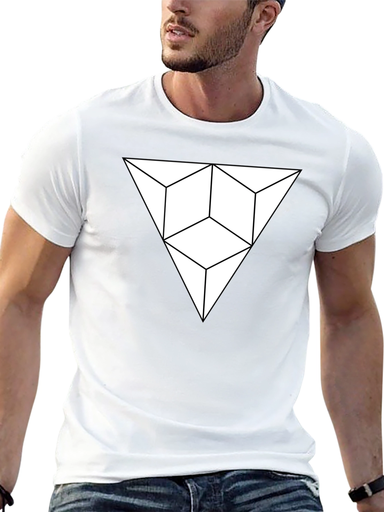 Geometric Illusion Triangle Black T-Shirt