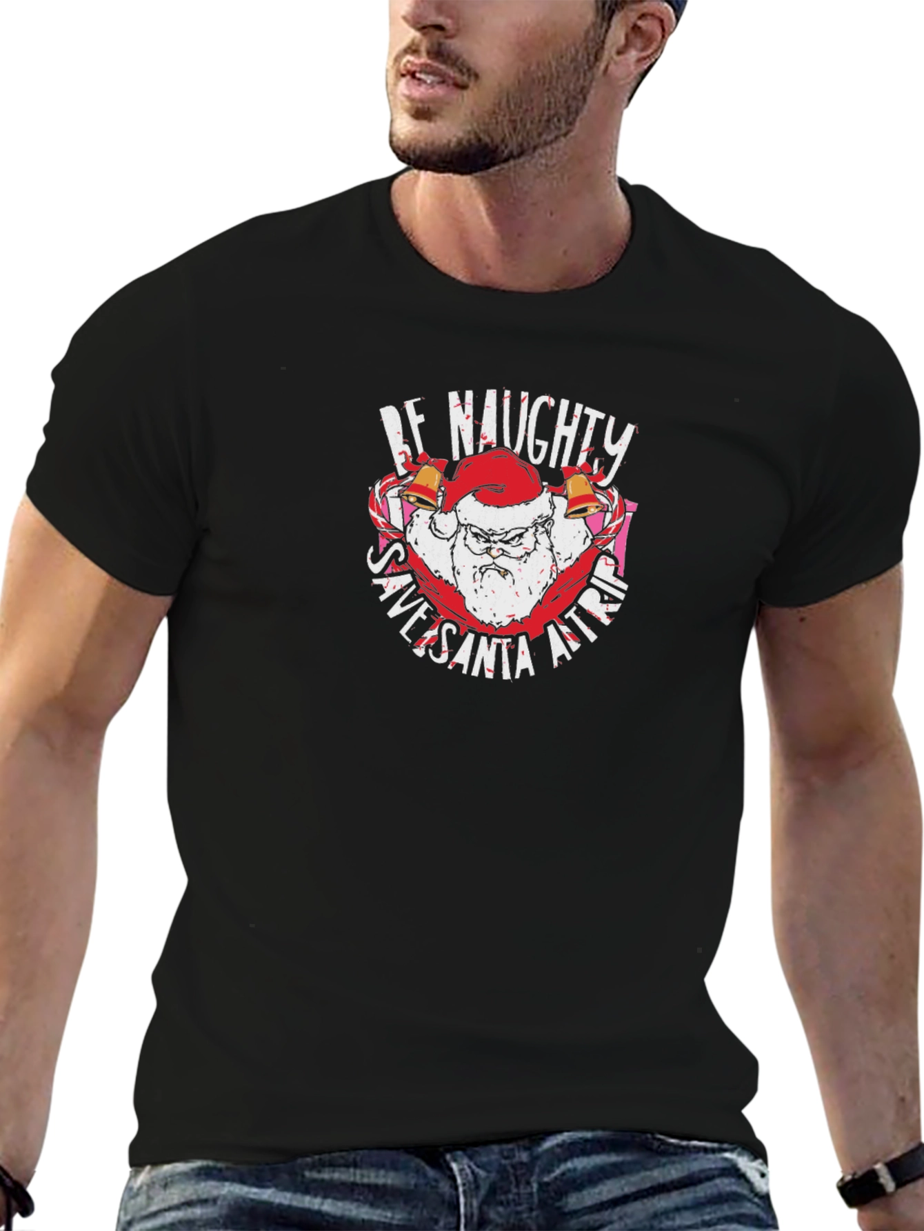 Naughty Santa Graphic T-Shirt