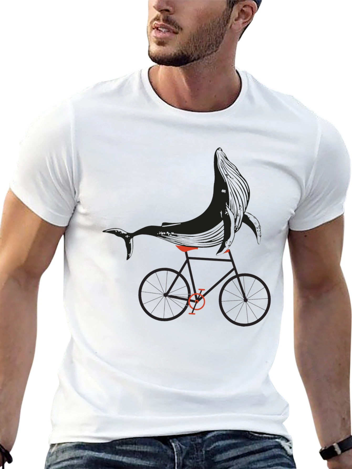 Whale on a Bike Graphic Tee - Black