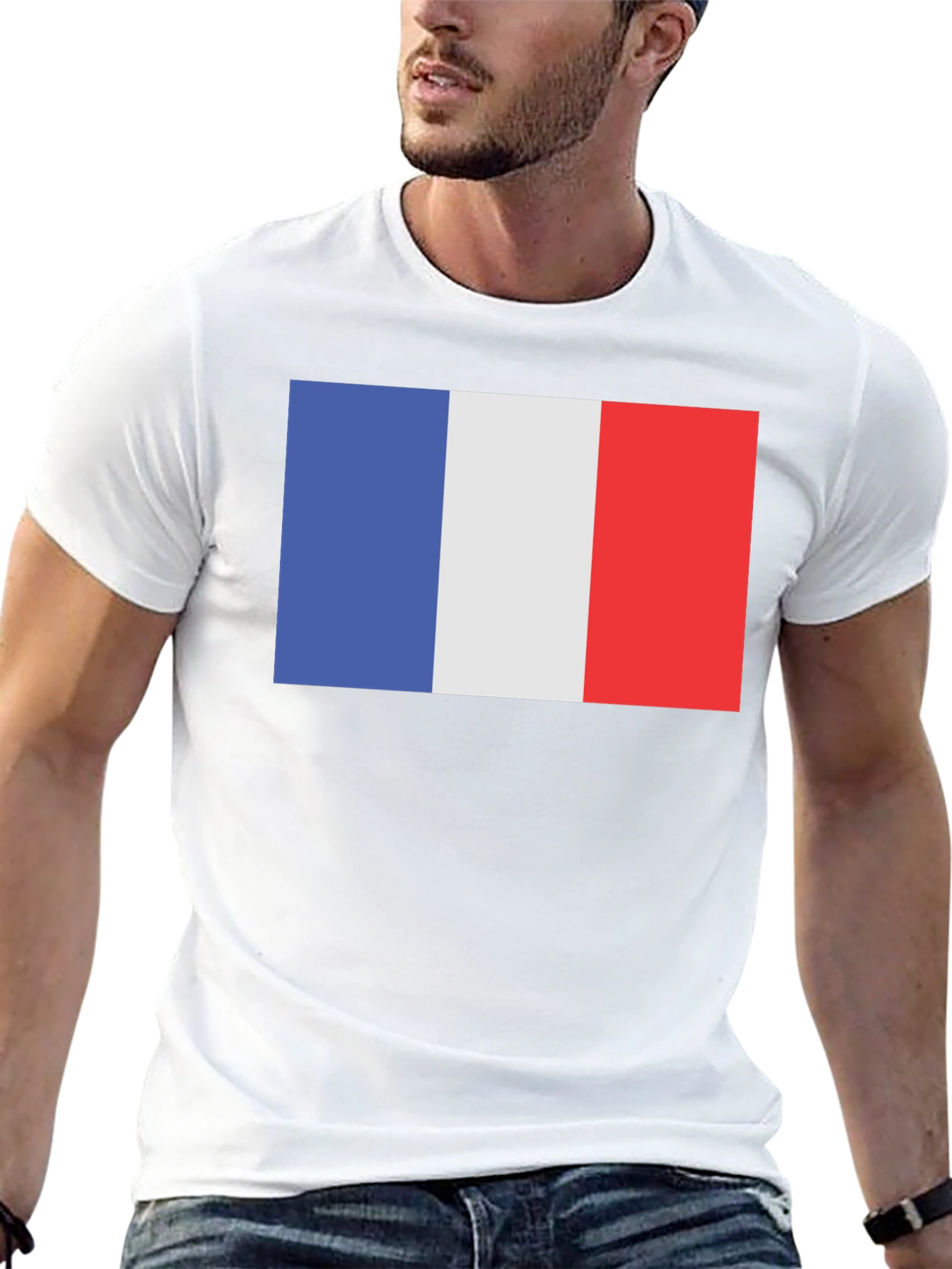 French Flag T-Shirt - Black Short Sleeve