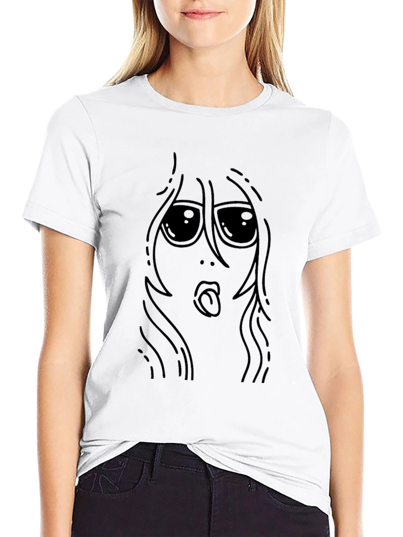 Funny Face Graphic Black T-Shirt - Unisex