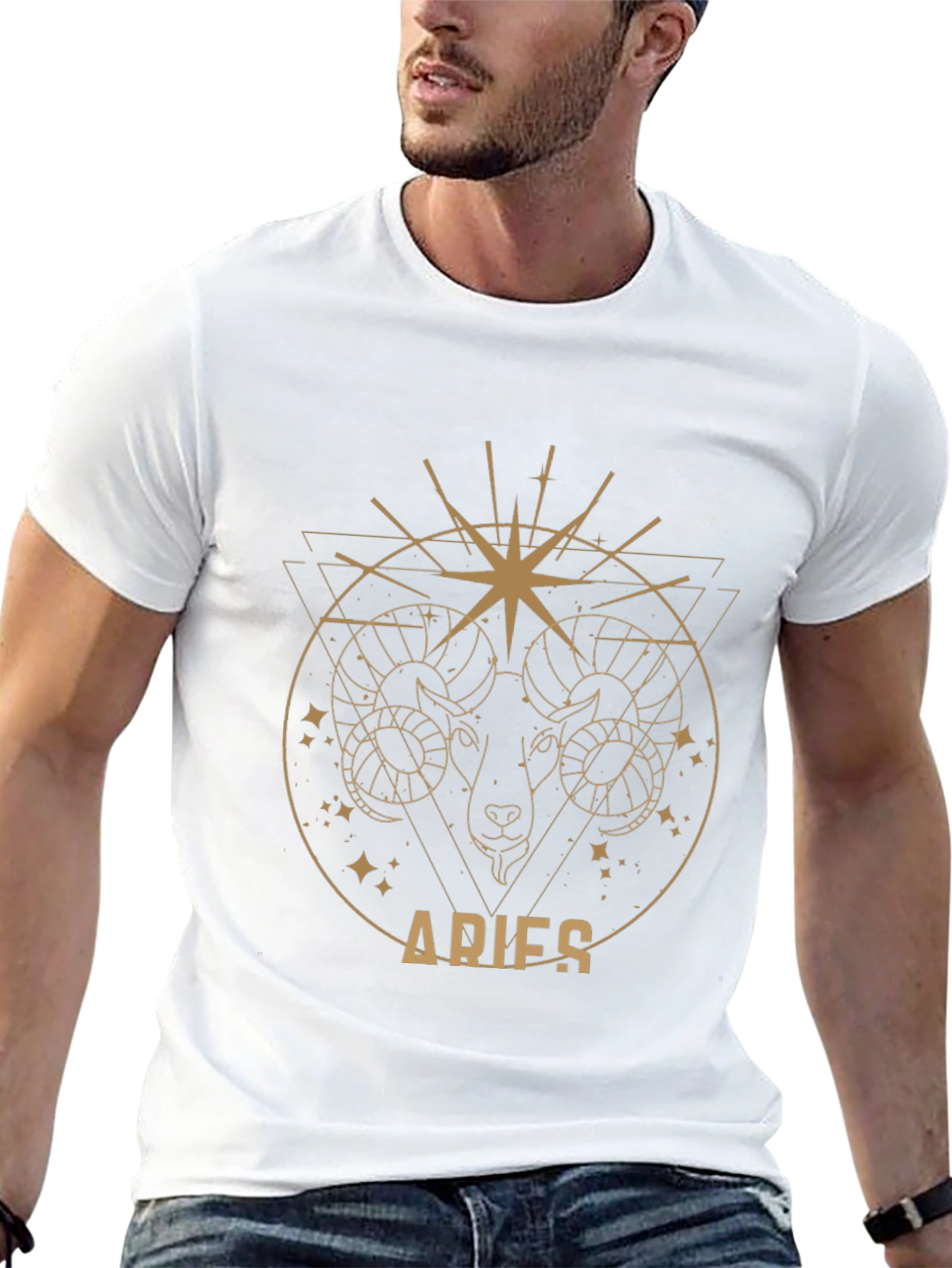 Aries Zodiac Graphic T-Shirt - Black