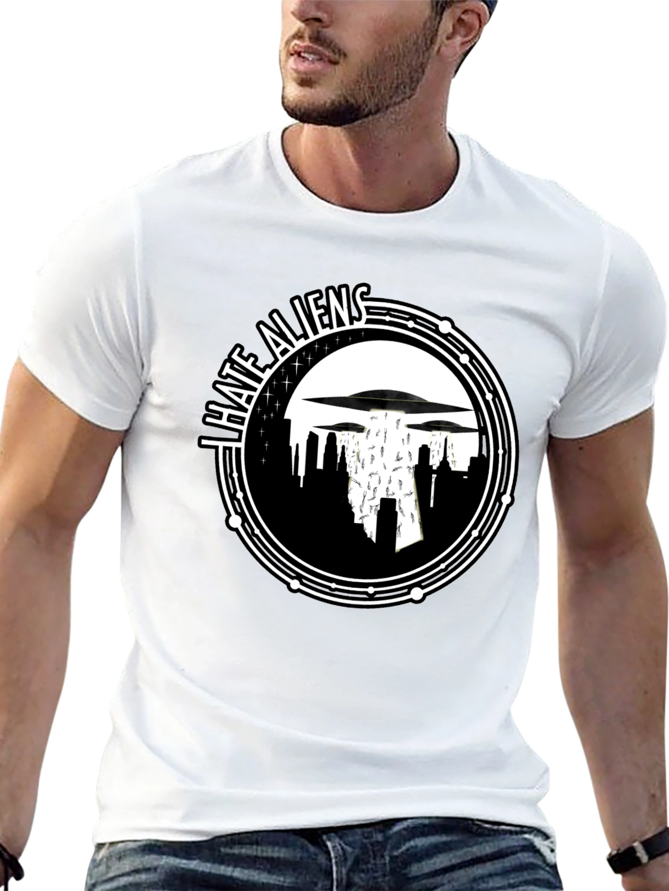 I Hate Aliens Graphic T-Shirt - Black