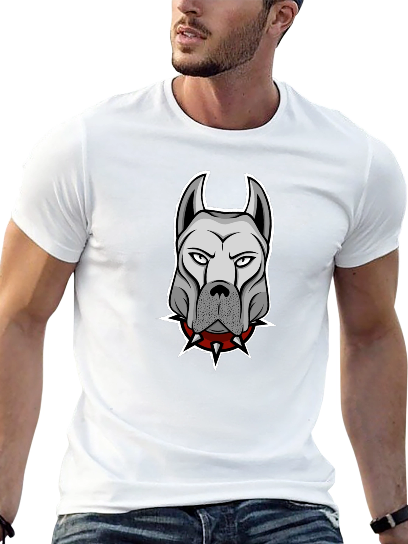 Mens Black T-Shirt with Dog Graphic
