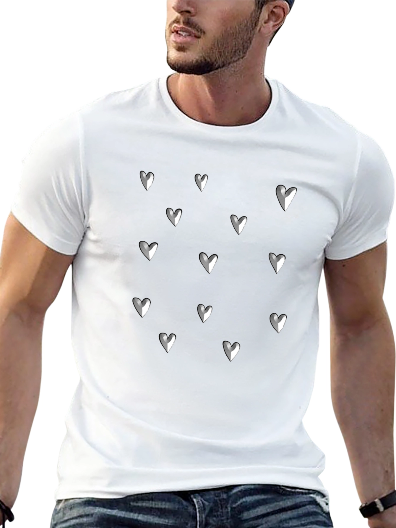 Black Heart Pattern T-Shirt